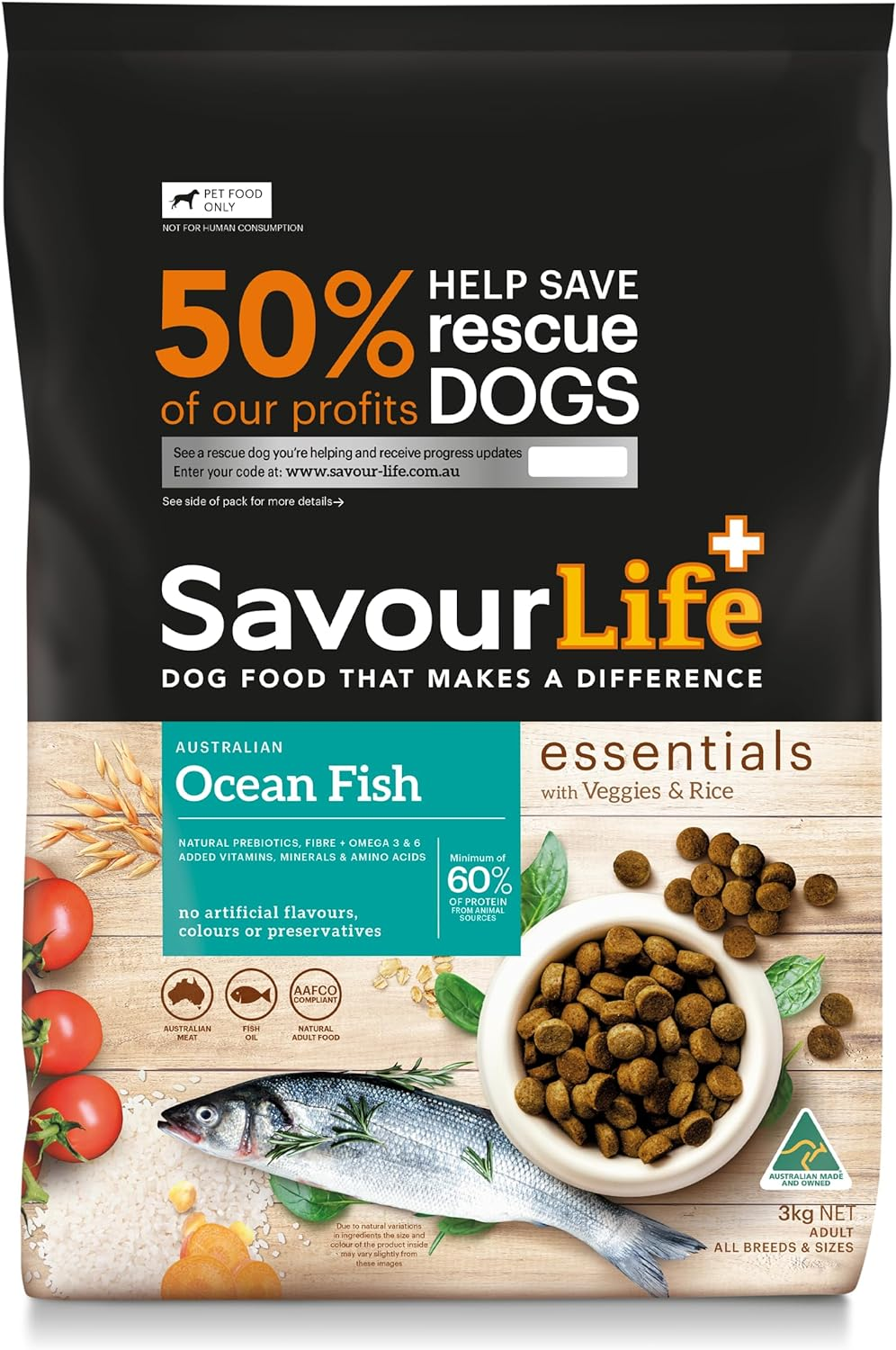 Savourlife Essentials Dog Food, Australian Ocean Fish Veggies & Rice, 3Kg image number 6