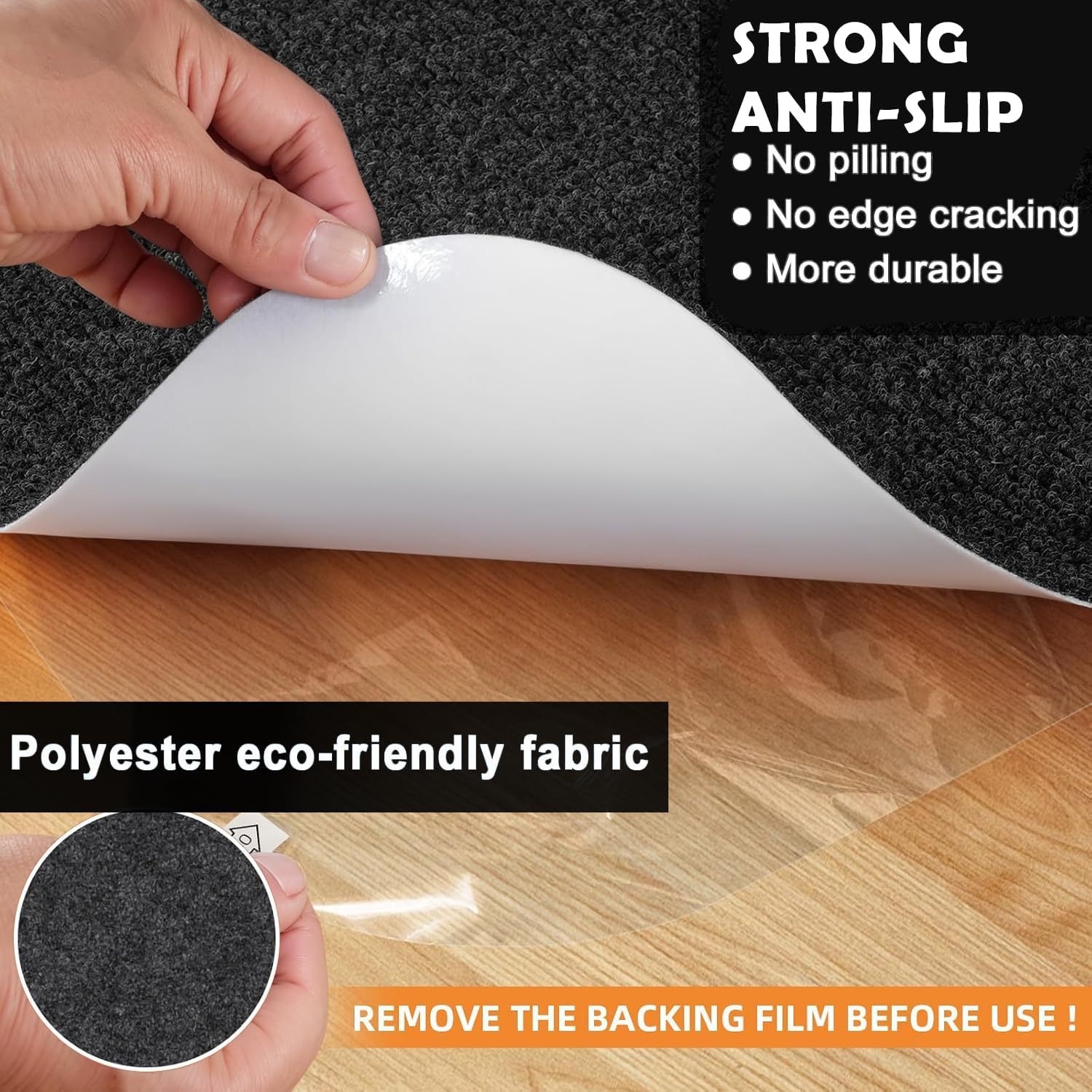 Office Chair Mat for Hardwood Floors - Extra Large 90X140Cm Desk Chair Protector with Anti-Slip Silicone Backing, Noise Reducing & Cut-To-Fit Design, Grey Carpet-Style Floor Protector image number 5