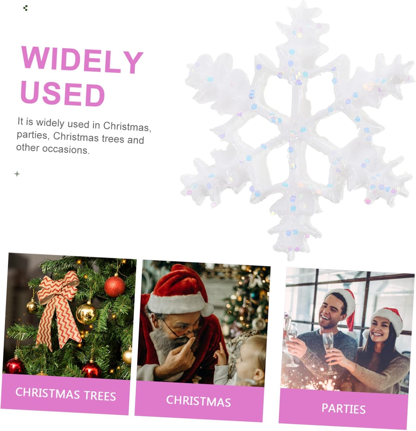 Anneome 50Pcs Mini Resin Snowflake Xmas Micro Landscape Ornaments DIY Hanging Pendants Christmas Tree Accessories White 3D Small Resin image number 1