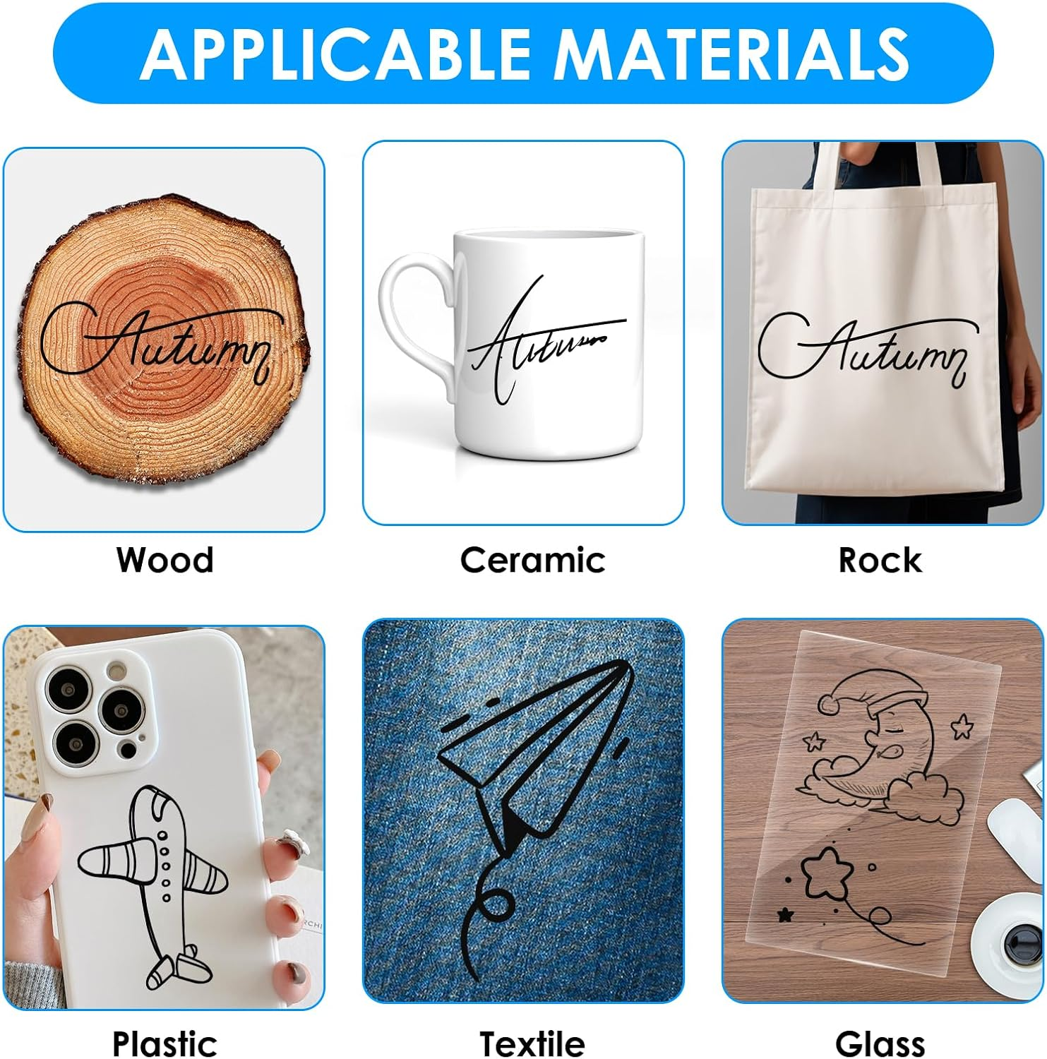 12 Pcs Black Permanent Marker Pen, Acrylic Gel Painting Pen for Glass Stone Rock Ceramic Wood Tire Fabric Metal Carton Mobile Phone Case, Water Based Waterproof Quick-Drying Strong-Coverage image number 2