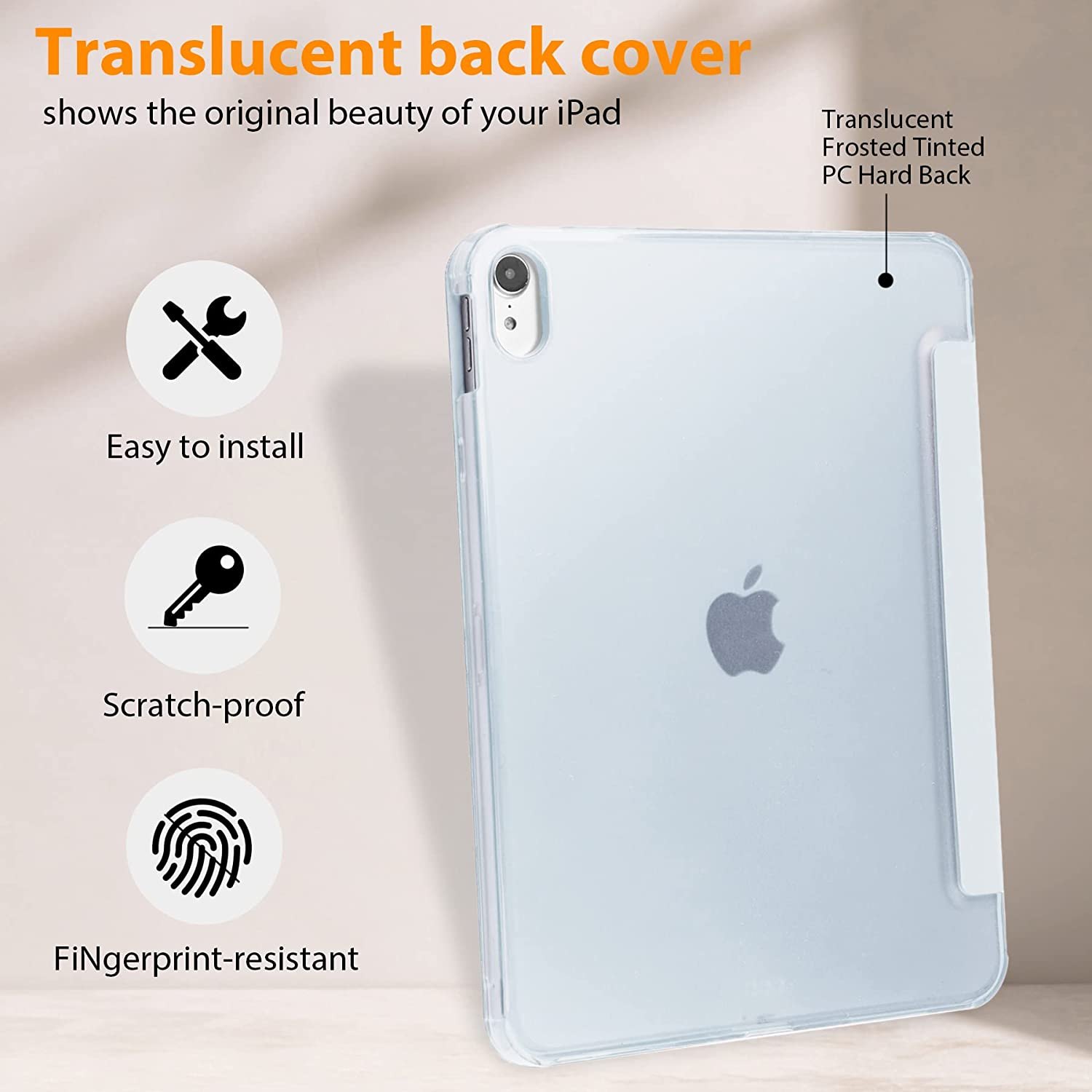 T Tersely Leather PC Hard Case Cover for Ipad 11Th Generation 11" 2025/ Ipad 10Th Generation 10.9" 2022, Slim Stand Hard Back Shell Smart Sleep/Wakeup Cover - Blue image number 6