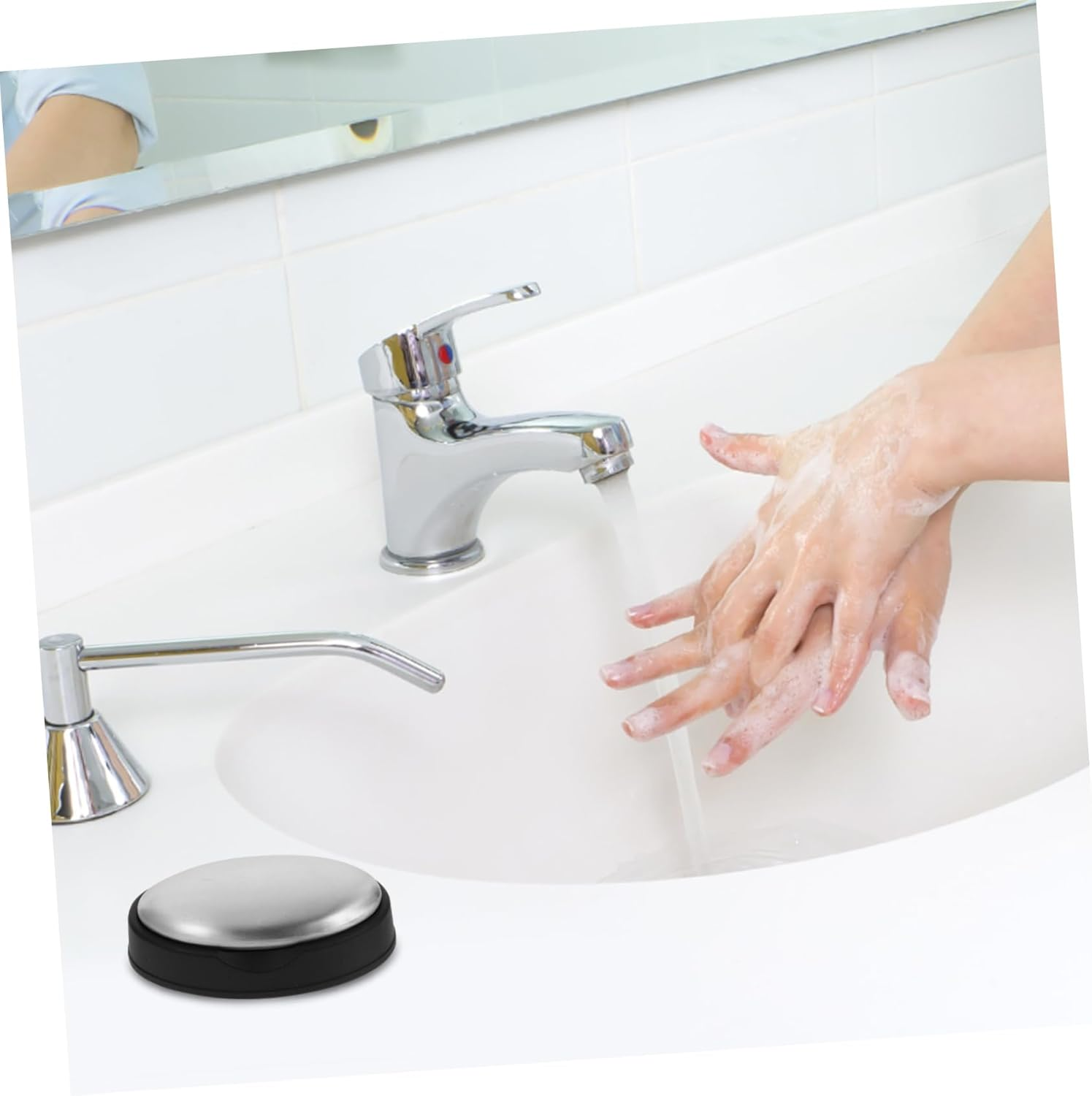 Stainless Steel Soap Odor Remover Bar 304 Metal Odor Absorber for Strong Smells Hand Cleaning Kitchen Use with Base Holder Oval Shape