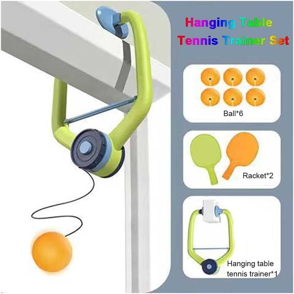 Hanging Table Tennis Trainer Set, Children'S Table Tennis Trainer, Portable Pingpong Ball Set with Ping Pong Balls&Paddle,Indoor Hanging Table Tennis, Indoor Games Toy(2 Rackets 6 Balls) image number 6