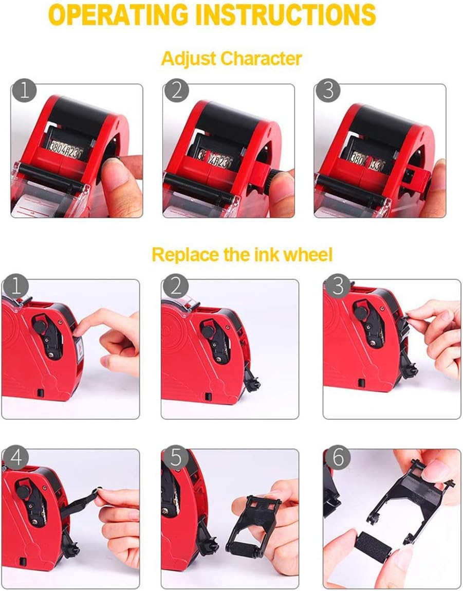 MX-5500 8 Digits Price Tag Gun with 5000 Sticker Labels and 3 Ink Refill, ANDERSE Label Maker Pricing Gun Kit Numerical Tag Gun for Office, Retail Shop, Grocery Store, Organization Marking Blue image number 3