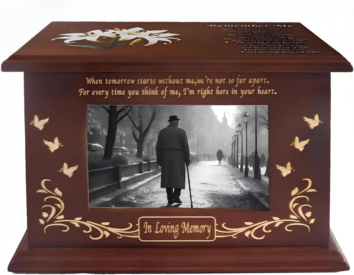 Urn Ashes Adult Male, Memorial Cremation Urns, Wooden Funeral Urns Box and Casket for Human Ashes image number 2