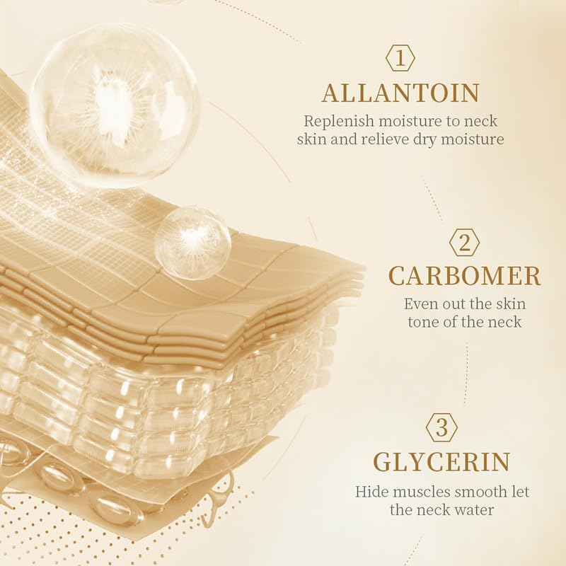 5 Patches Neck Wrinkle Pads - Anti-Aging Moisturizing & Gold Firming Neck Mask Patches, Skincare Beauty Patches, Neck Wrinkle Removal Firming Mask Pads Fine Line Prevention Nourish and Lift