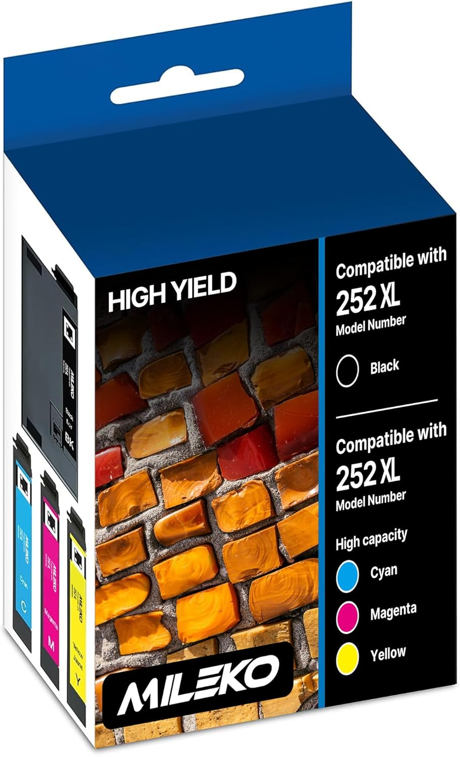 MILEKO Remanufactured Ink Cartridge Replacement for Epson 252 252XL T252XL (Black, Magenta, Yellow and Cyan, 4-Pack) to Work for Epson Workforce WF-3640 WF-7720 WF-3620 WF-7710 WF-7620 WF-7610 Printer image number 6