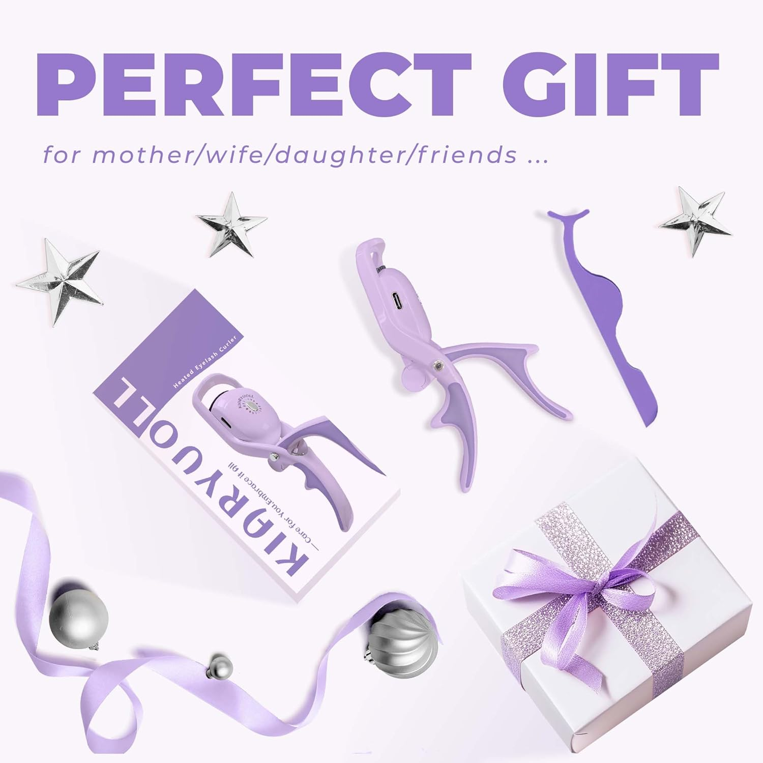 Electric Heated Eyelash Curler Kit Hot Lash Therapy Professional Eyelash Tools Battery Powered Lash Lifter Rechargeable Clamp for Various Eye Types Plastic Material (Colour Purple) - Lavender Haze-Purple image number 6