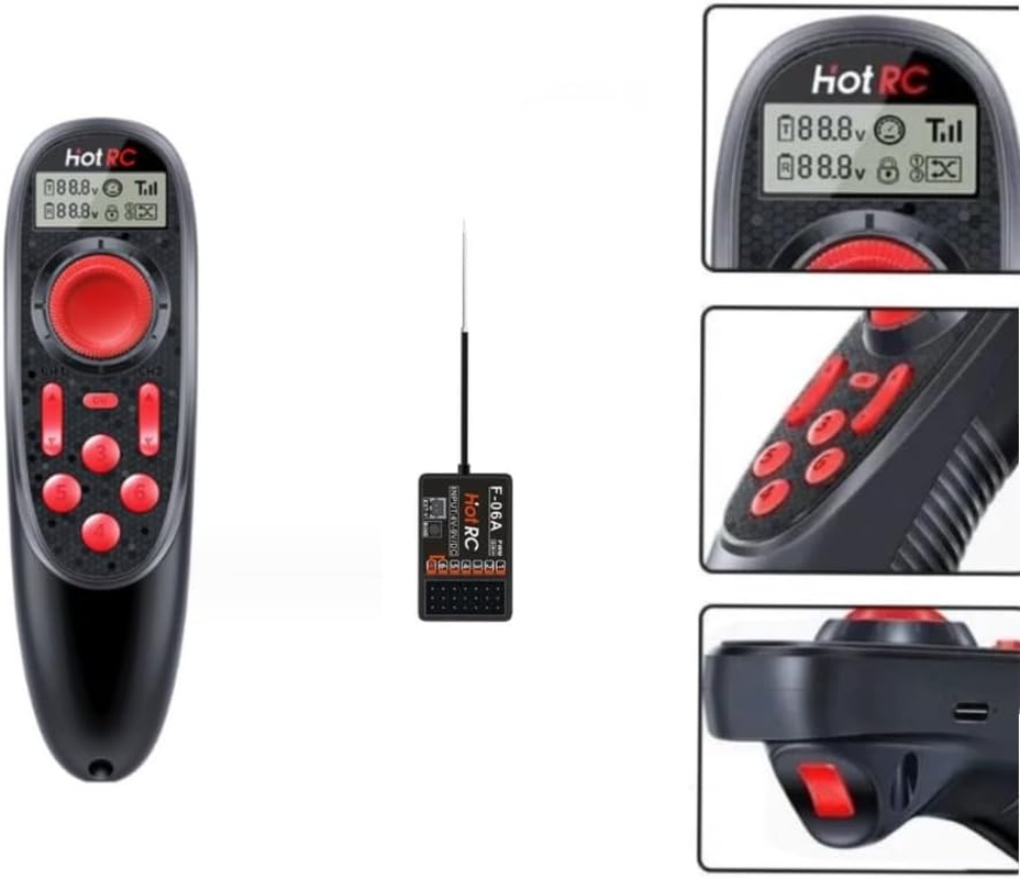 DS-600 RC Transmitter and Receiver 6CH 2.4Ghz Remote Controller with PWM 6 Channel Receiver for RC Boat Car Track with Rechargable Battery Build In image number 5
