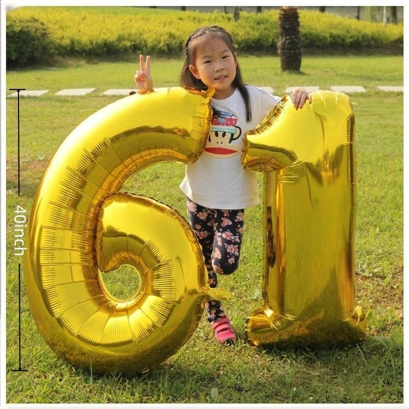 40 Inch Number Balloons Gold Color Foil Balloons Number Balloon Decoration for Birthday Wedding Engagement Christmas Holiday Party Decoration Supplies (Gold-3) image number 2