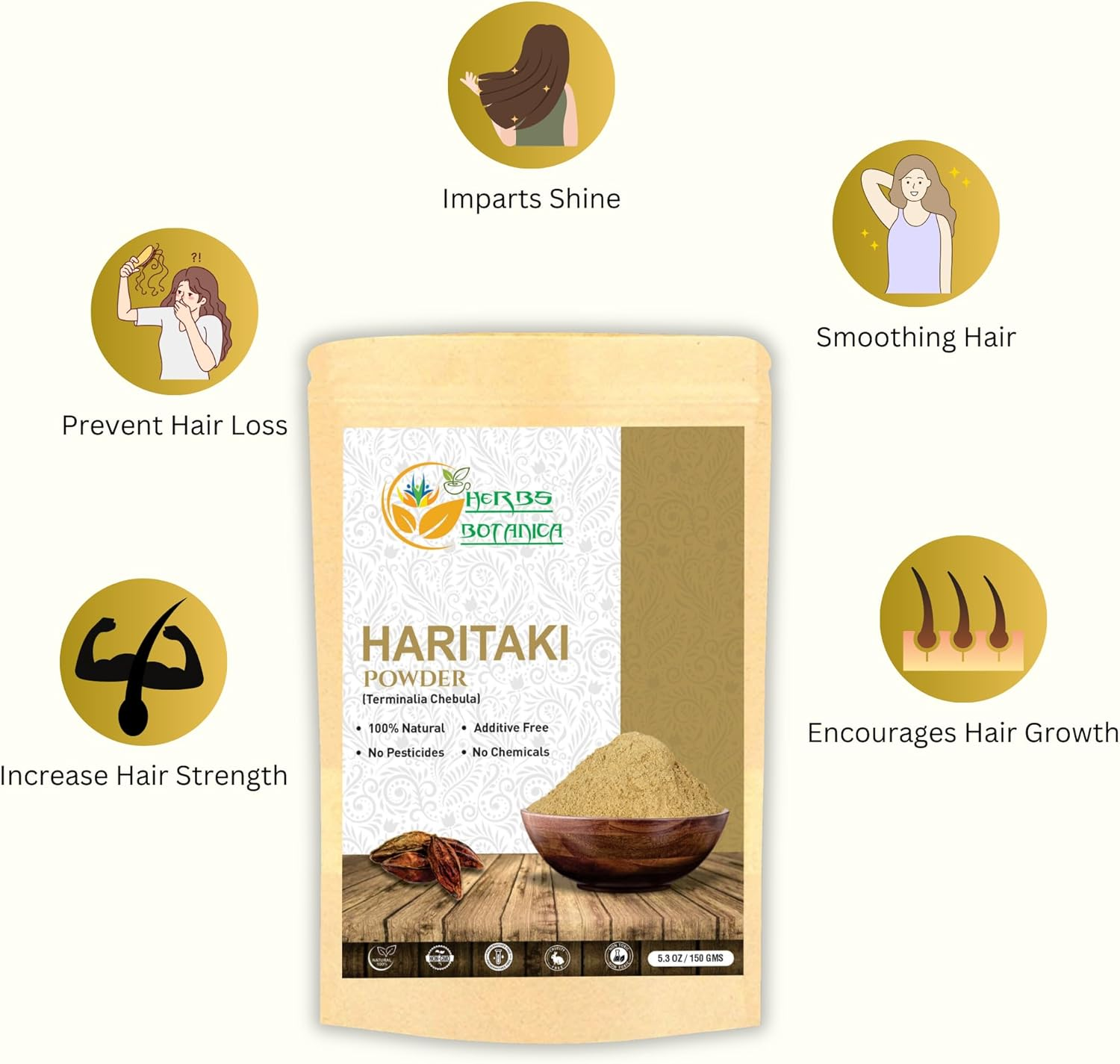 Herbs Botanica Pure Natural Haritaki Powder (Harad) (Terminalia Chebula) | 5.3 Oz (150 GMS) | Herbs from India | for Detoxication | Colon Cleanser | Healthy Colon | Vegan image number 4