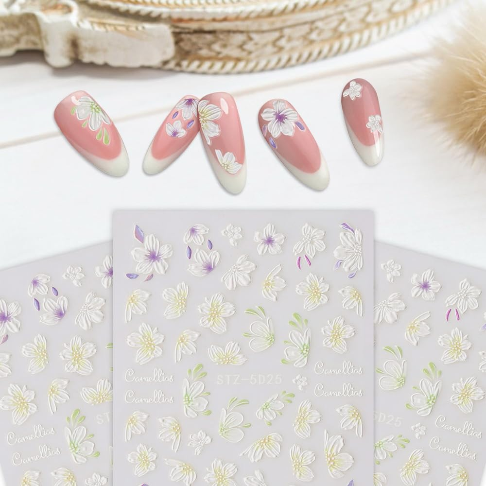 Woration Nail Art Decorations Accessories Supplies Stickers Self-Adhesive Nail Decals 5D Stereoscopic Embossed Flower Leaf Carving Design for Women Girls DIY Craft - Christmas Theme Nail Stickers 3 image number 7