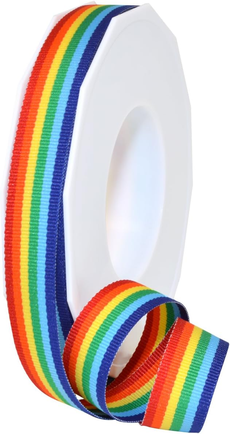 Morex Ribbon Striped Polyester Grosgrain Ribbon, Party Decorations, Gift Wrapping, Fun Patterns, 7/8" by 20 Yd., Geranium image number 5