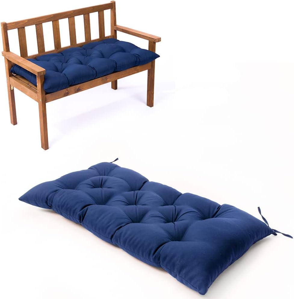 Waterproof Lounger Seat Cushions Outdoor Loveseat Bench Seat Pads Tufted Bench Cushion (47.2 X 19.7 Inch, Navy)