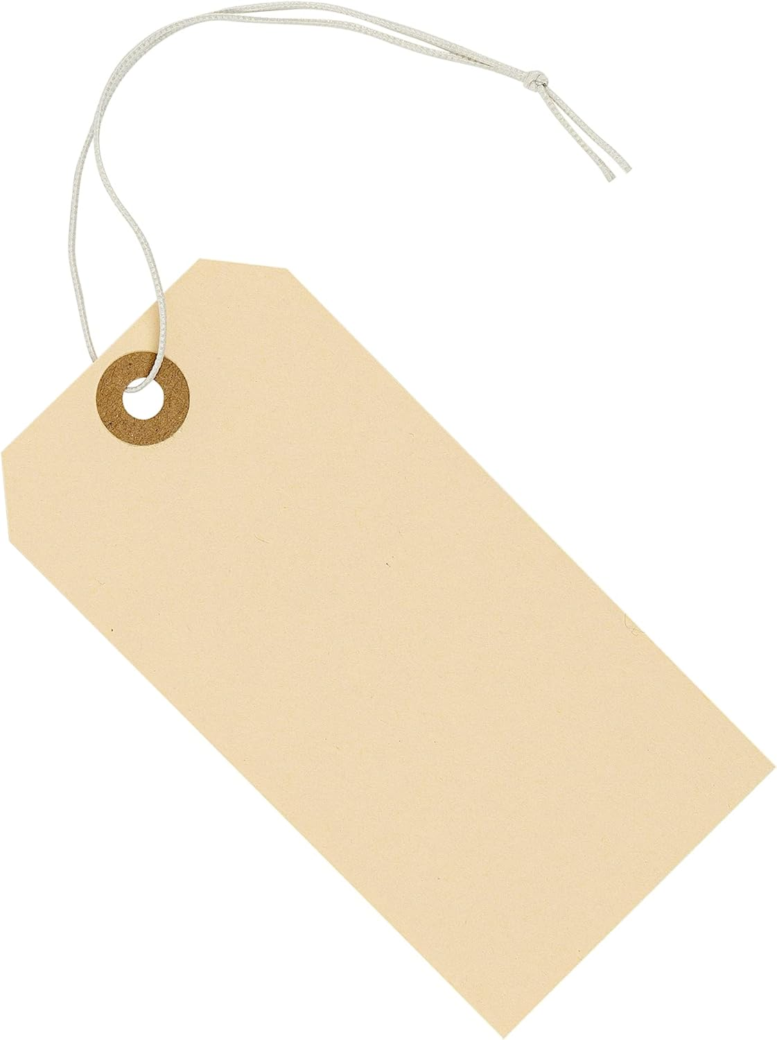 Tags with Elastic String Attached - #5, 4 3/4" X 2 3/8" Box of 200 Manila Paper Label Tags with Elastic Loop and Reinforced Hole image number 4