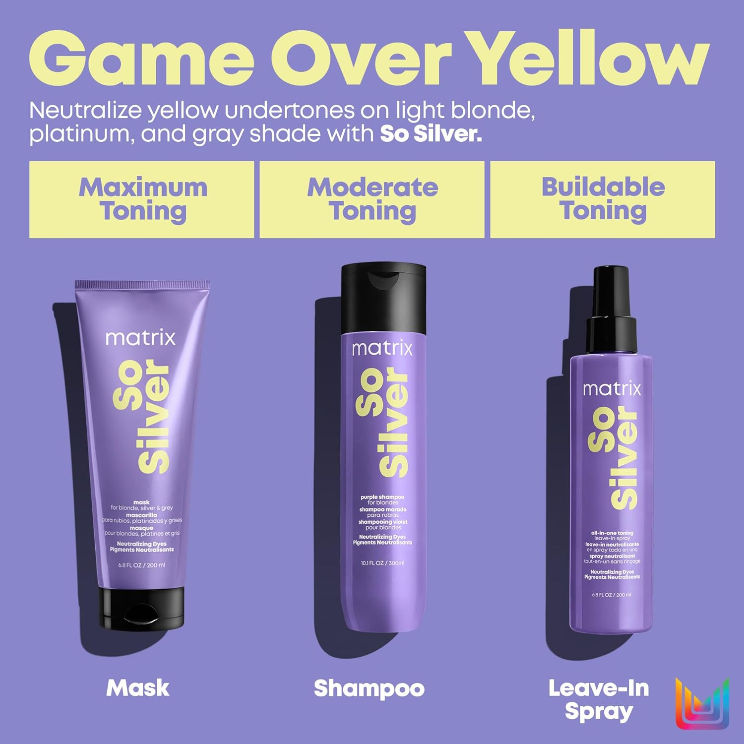 Matrix All-In-One Toning Spray for Blonde Hair to Neutralise Yellow Tones, with Purple Pigments, so Silver Spray, 200 Ml image number 3