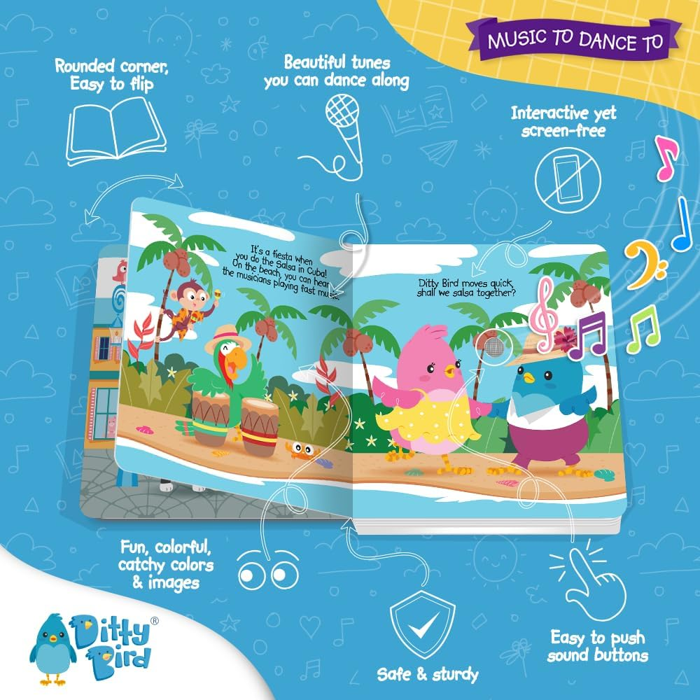 Ditty Bird Musical Books for Toddlers | Electronic Sound Book Dance Edition | Fun & Interactive Toddler Books for 1 Year Old to 3 Year Olds | Sturdy, Sensory Talking Book for Children image number 3