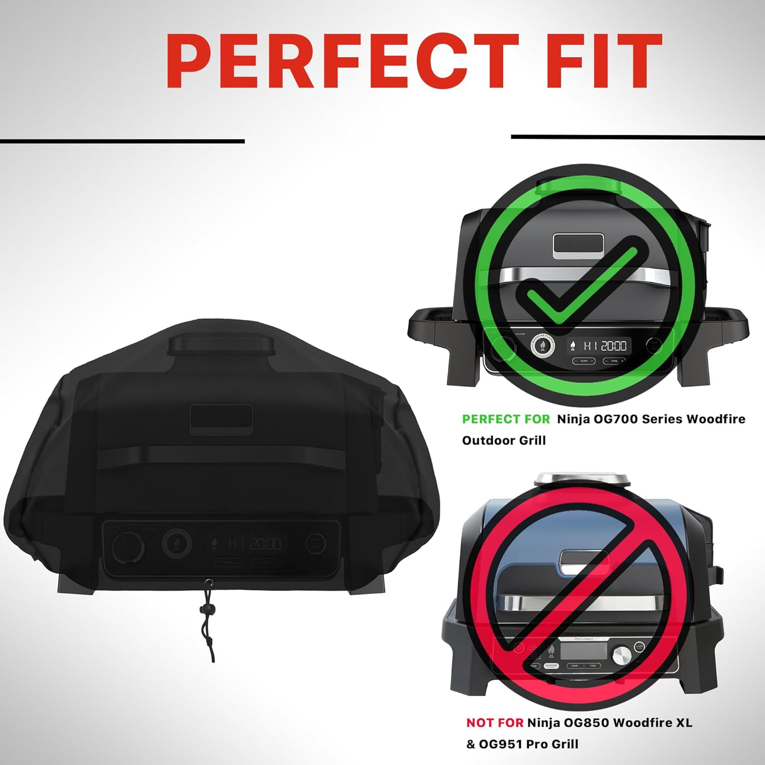 Grill Cover for Ninja OG700 Series Outdoor Grill, Heavy Duty Woodfire BBQ Grill Accessories, Waterproof Grill Cover Cpmpatible with Ninja Smoker Grill OG701 & OG751 Series Etc image number 1