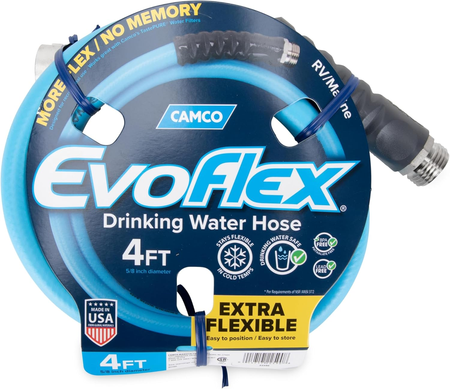 Camco Evoflex 35-Ft RV Drinking Water Hose - Features Extra Flexible Design W/Stainless Steel Strain Relief Ends - Lead-Free, Bpa-Free and Phthalate-Free - 5/8&rdquo; inside Diameter (22595) image number 2