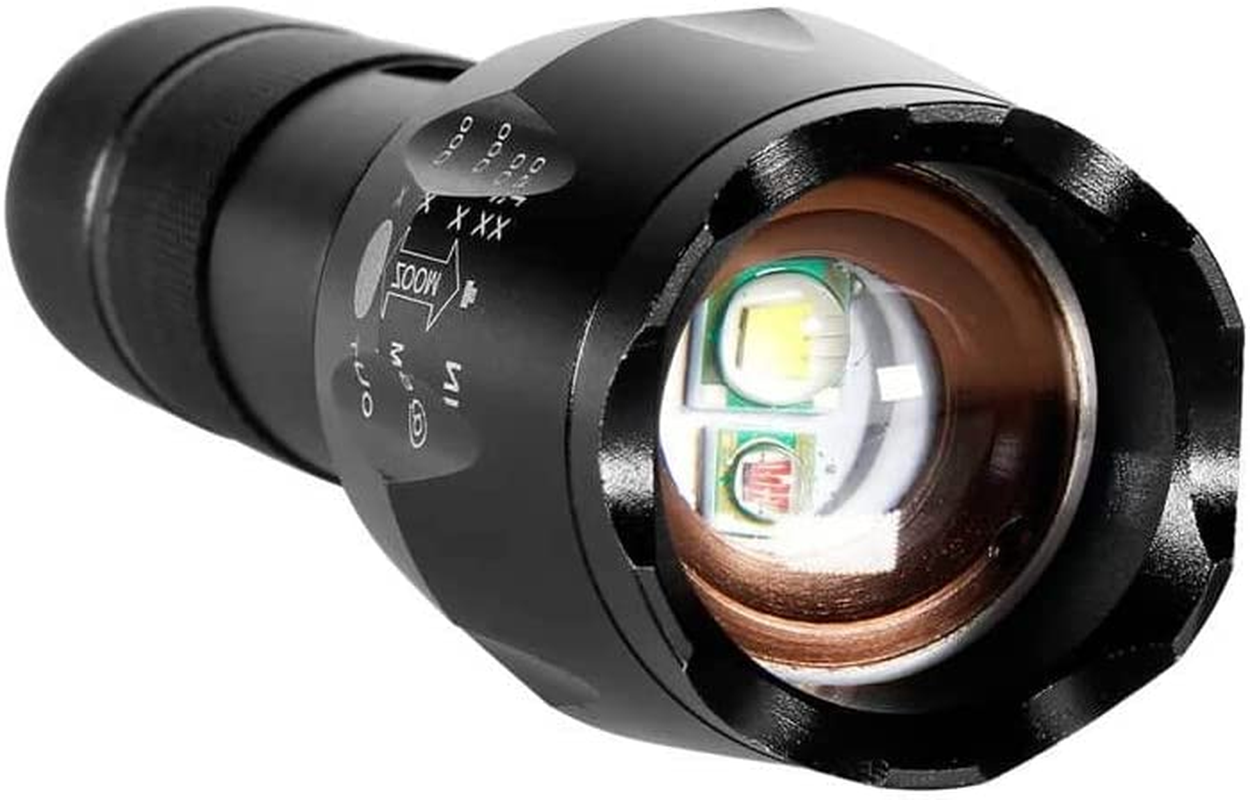 Red and White Light Handheld LED Flashlight, 2In1 Super Bright Zoomable Aluminum Alloy Torch for Camping Hiking Caving Indoor Outdoor image number 5