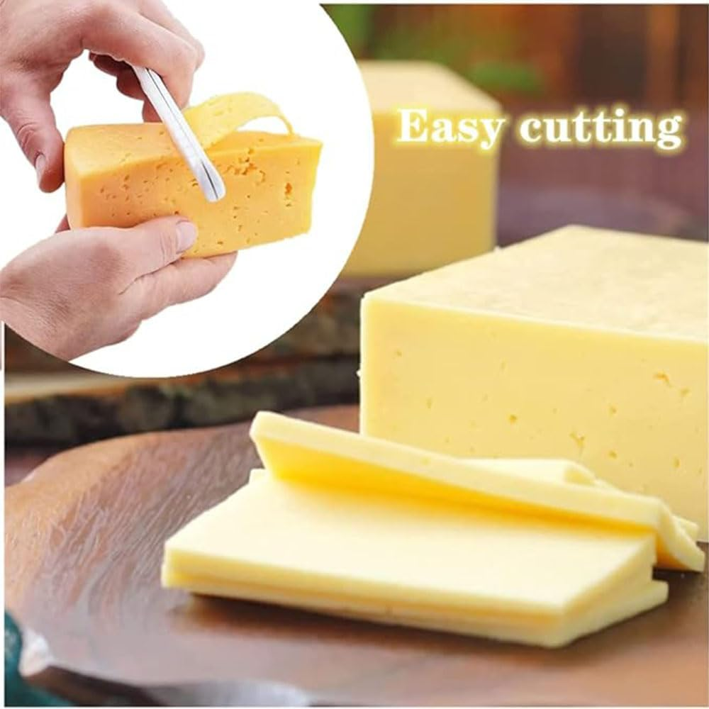 3Pcs Food Grade Cheese Slicer,Plastic Cheese Slice,Multifunctional Butter Cheese Cutter with Wire,Cheese Cutter Kitchen Gadgets for Soft Cheese, Butter, Cream, Icing (White, Yellow, Blue) image number 4