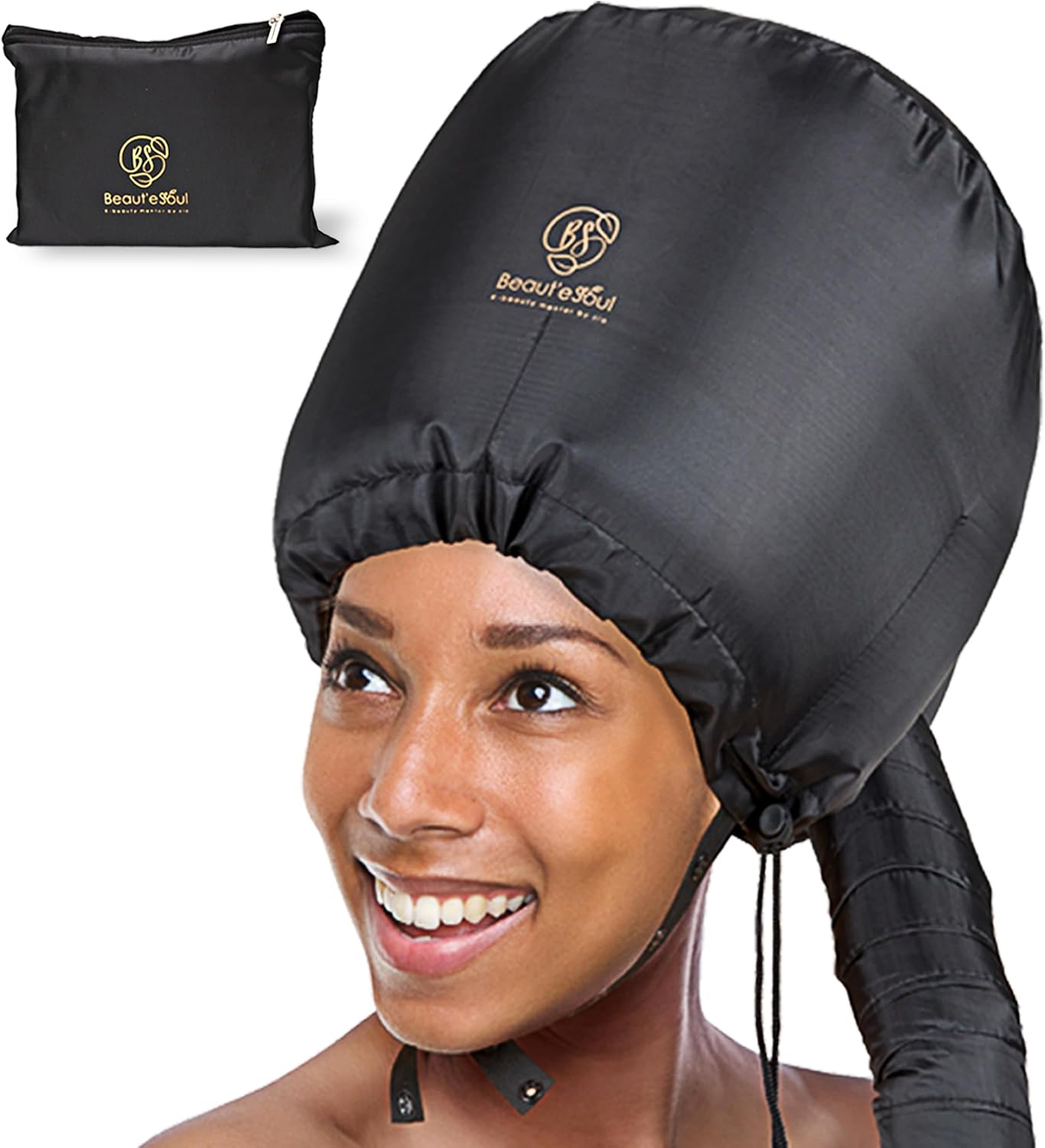 BEAUT'E SEOUL Soft Bonnet Hair Dryer Attachment - Upgraded Adjustable & Large Hood for Hand Held Dryers - Soft Blow Dryer Caps for Natural Curly Textured Hair Styling, Deep Conditioning & Fast Drying
