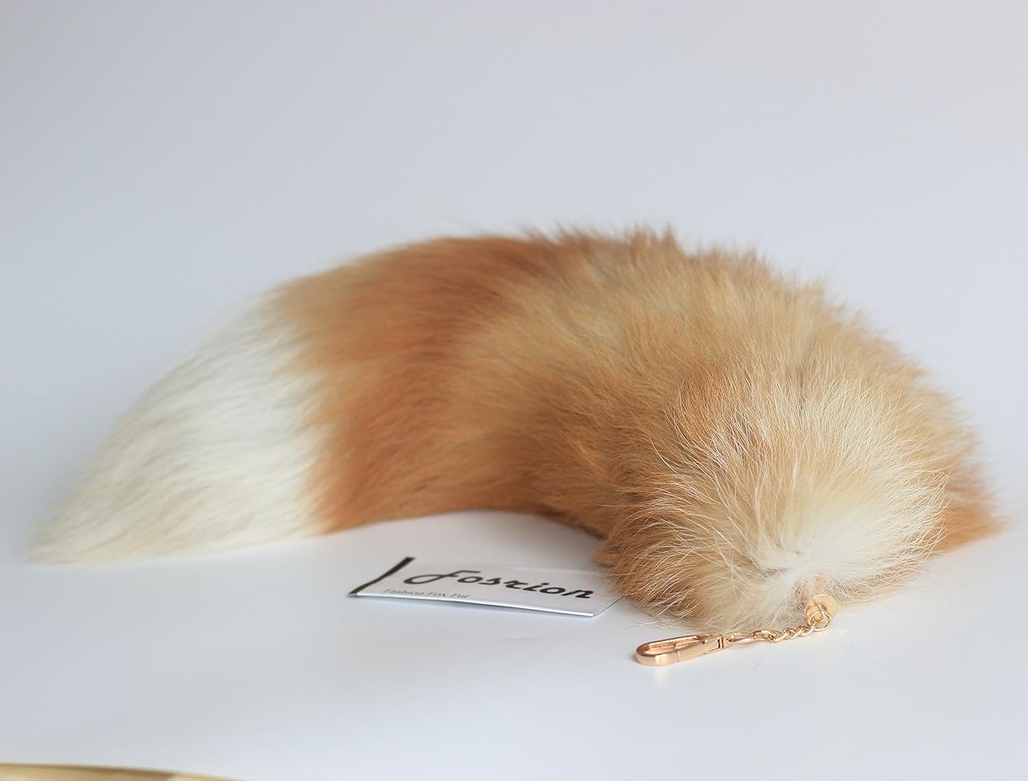 Fosrion Real Fox Tail Fur Hair Cat Bites Catching Hunting Toy (Orange, Only Tail) image number 4