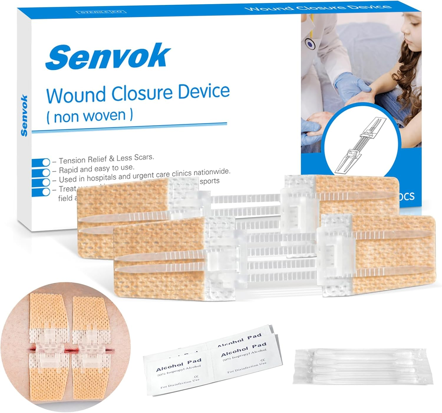Emergency Wound Closure Device, Zip Stitch Sutures Bandaids Kit 2 Pcs- Repair Wounds without Stitches, Great for Outdoor Activities Such as Hiking, Exploring Wild Nature, Quick Clot image number 4