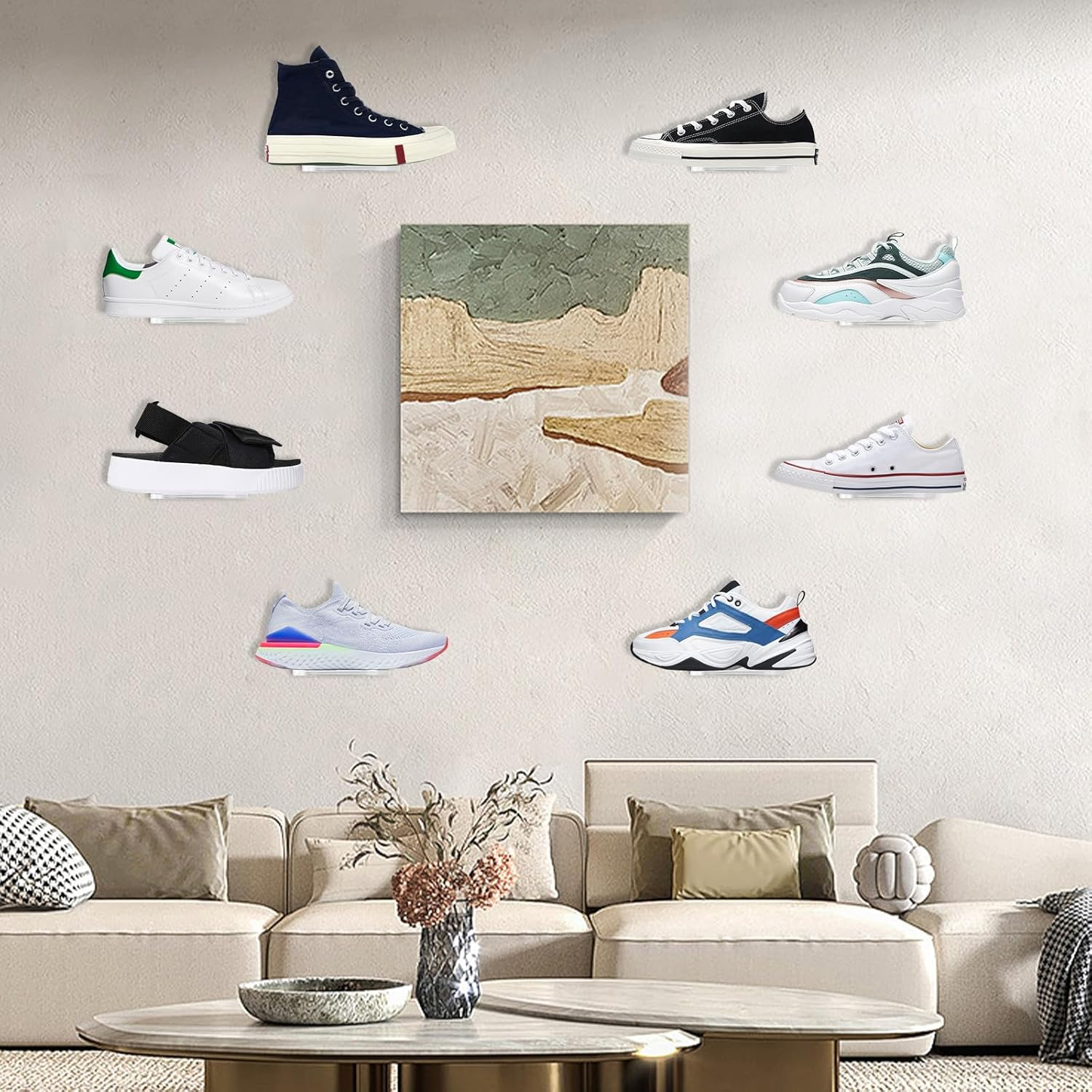 6 Packs Clear Floating Shoe Shelves for Wall Mount, Wall Shelf to Display Collectible Shoes&Sneakers, Acrylic Shoe Storage Shelves for Friends and Families (Set of 6) image number 1