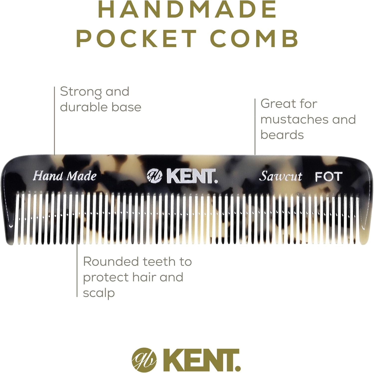 Kent Pocket Comb Set for Men - Beard & Mustache Comb Kit for Travel & Home Grooming image number 3
