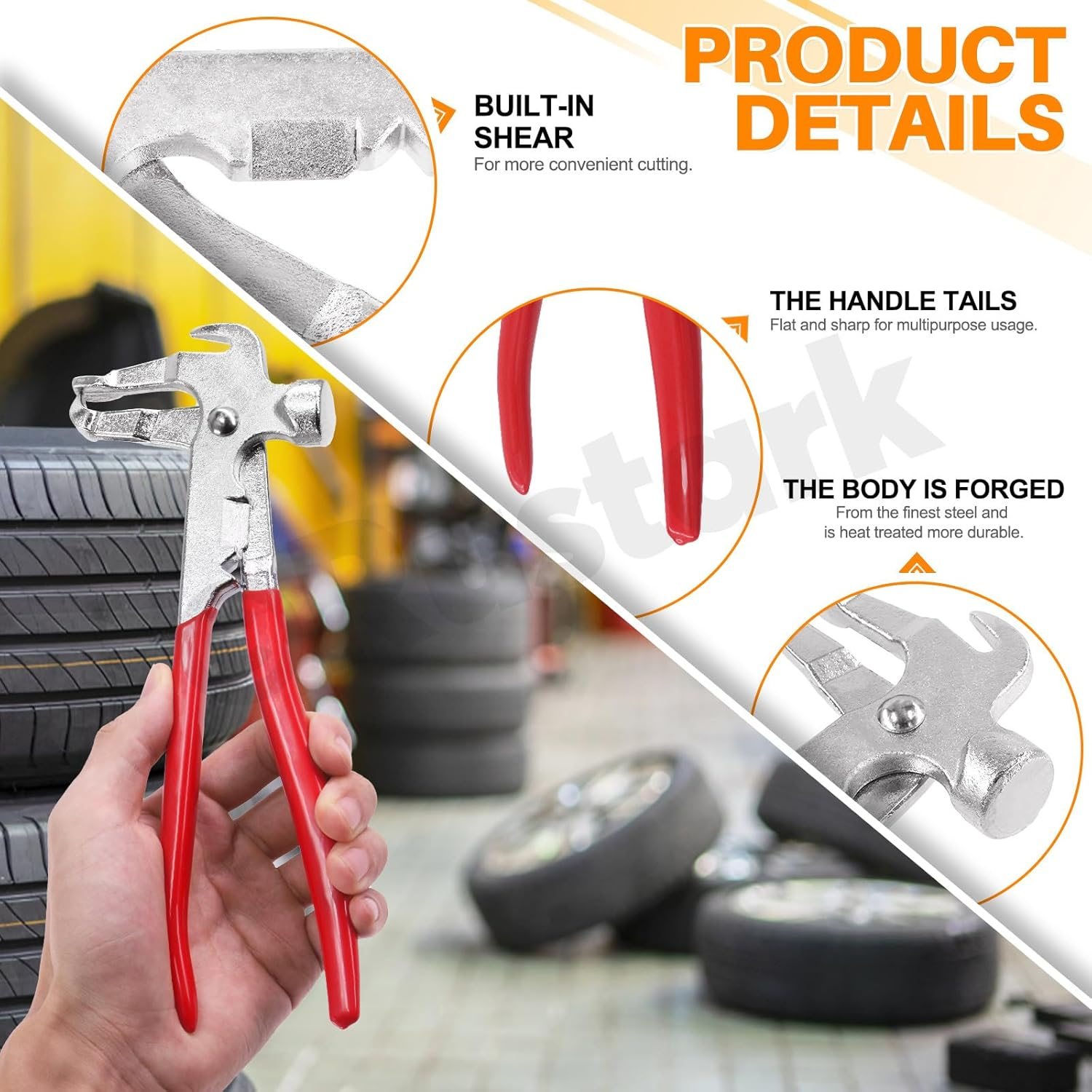 1Ps 3 in 1 Wheel Weight Balance Hammer Pliers Heavy Duty Tire Weight Hammer Clip on Weight Remover Plier Tire Weight Removal Tool for Repair Auto Car SUV Truck