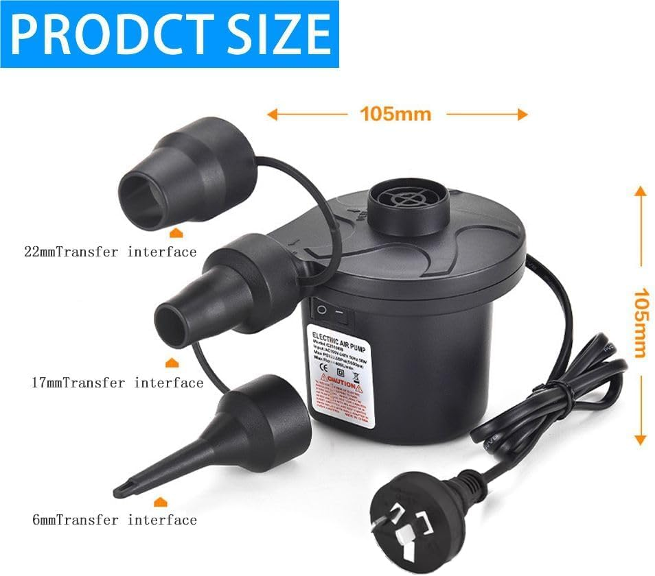 Electric Air Pump Portable for Swimming Rings Inflatable Boat Air Mattresses Pool Floats Raft Sofa Kayakquick-Fill Air Pump with 3 Nozzles, 110-240V AC/12V, Perfect Inflator/Deflator Pumps image number 2