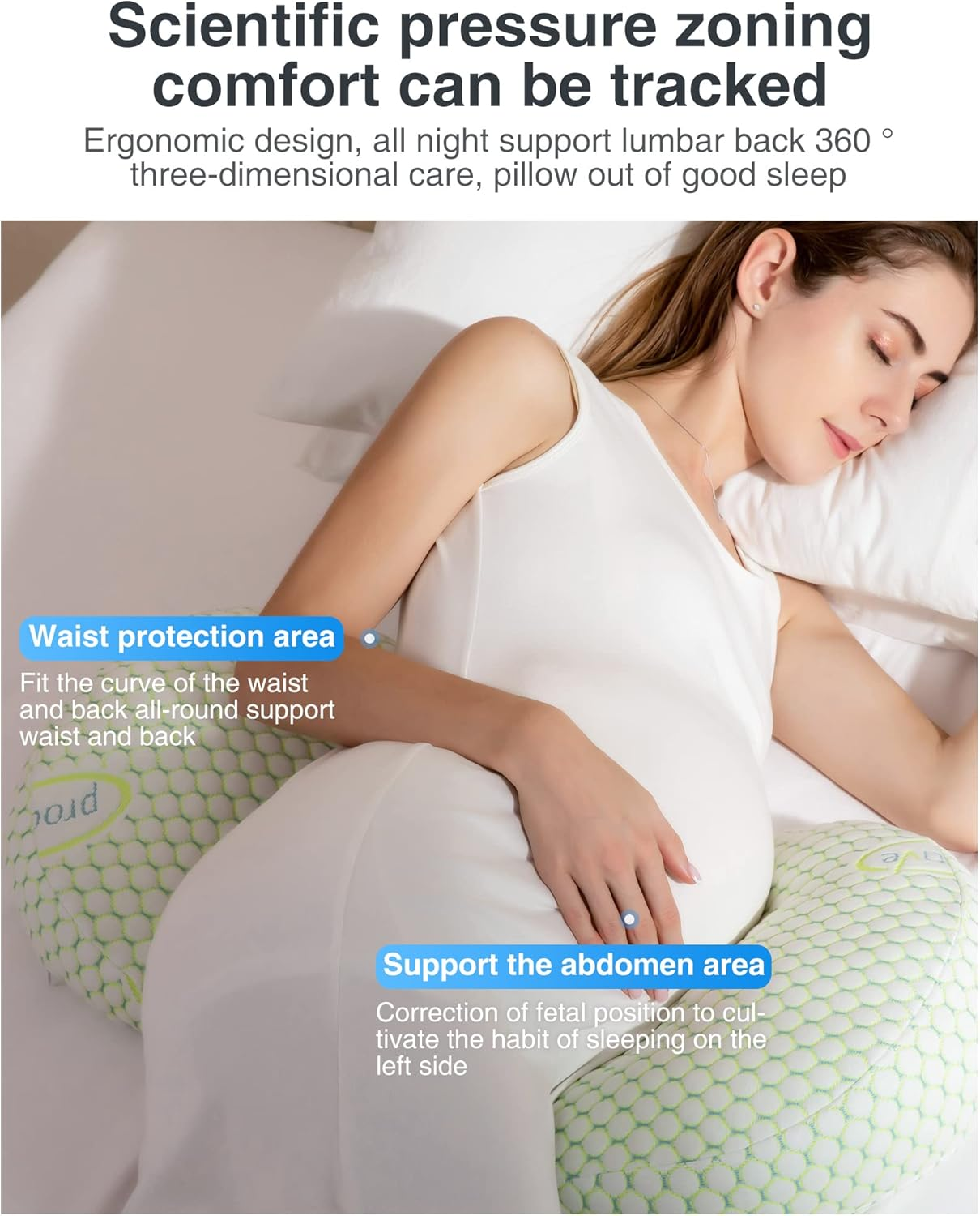 Busarilar Pregnancy Pillows for Sleeping, Maternity, Pregnancy Body Pillow Support for Back, Legs, Belly, HIPS of Pregnant Women, Detachable and Adjustable with Pillow Cover (Green, Small)