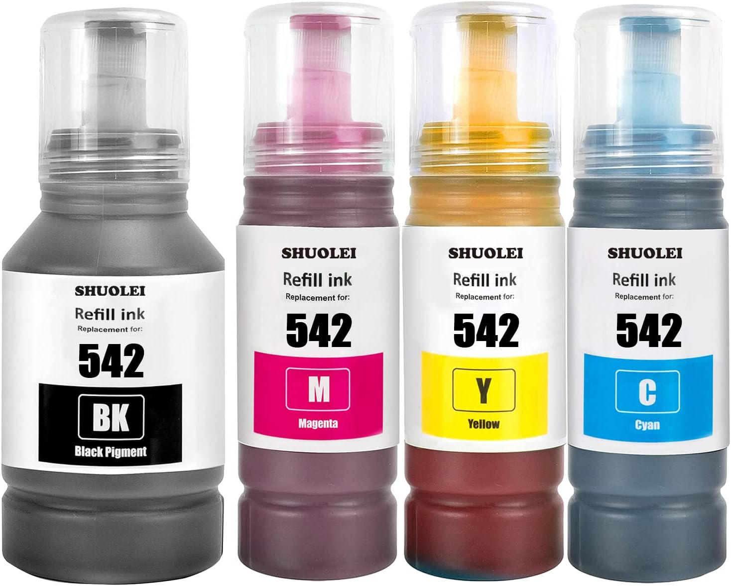 542 Ink Compatible Refill Bottle Ink 542 T542 Work for Ecotank Pro ET-5150 ET-5170 ET-5180 ET-5800 ET-5850 ET-5880 ET-16650 ET-16600 Workforce ST-C8000 (4 Packs, BK/C/M/Y) image number 4