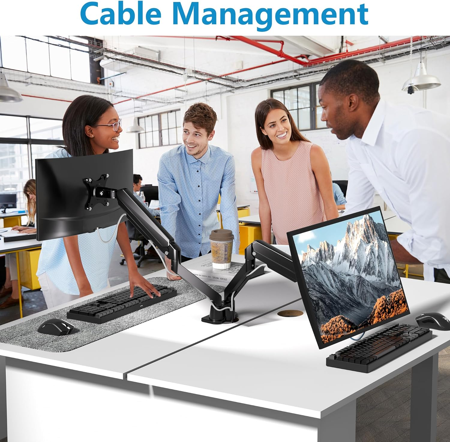 FORGING MOUNT Dual Monitor Desk Mount, Full Motion Dual Monitor Arm Gas Spring for 13"- 32" Computer Monitorfrom 2Kg to 9Kg image number 4