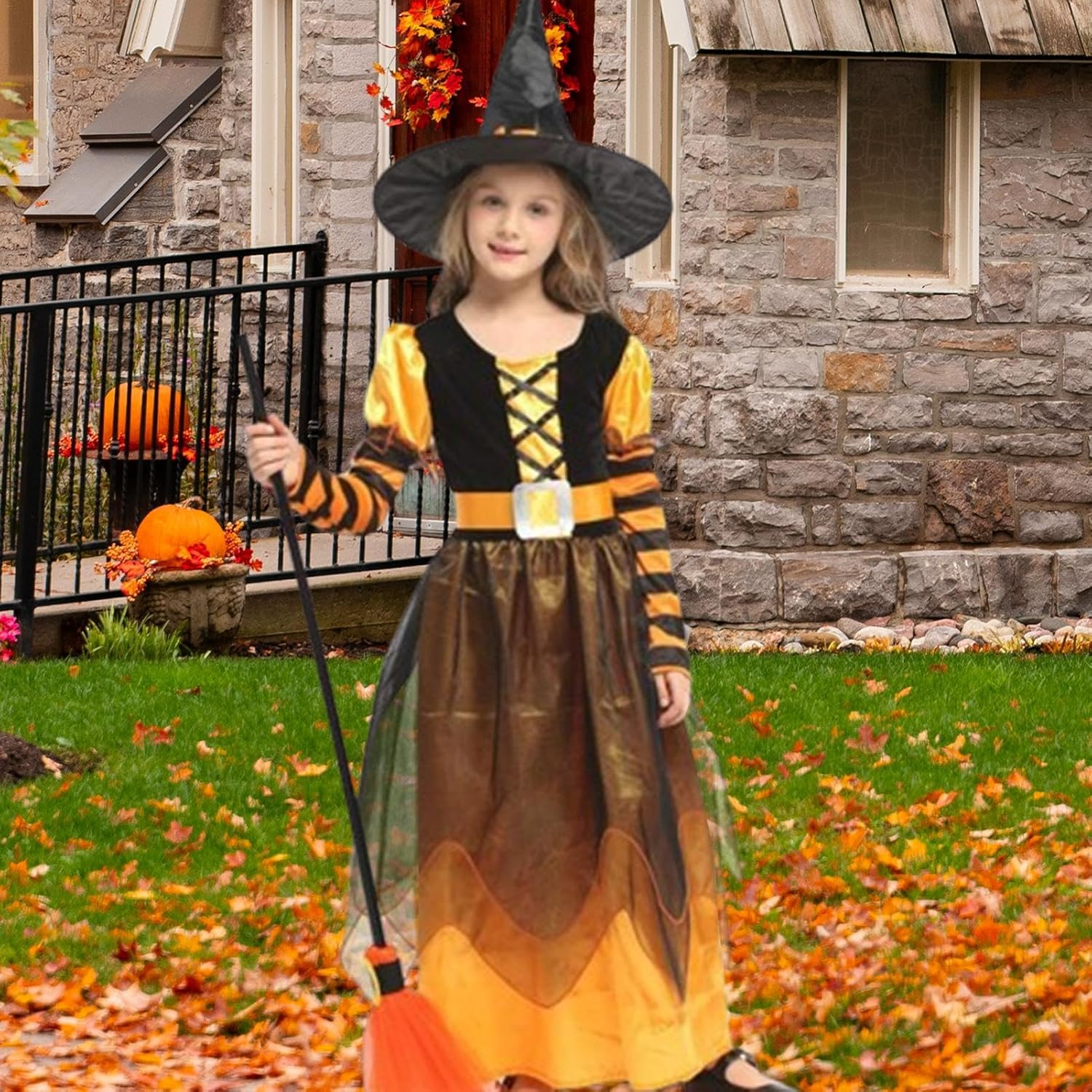 Kids Witch Costume | Cosplay Clothes Witch Costume | Gothic Halloween Cosplay Outfit, Queen Dress Cloth for Cosplay Party image number 6