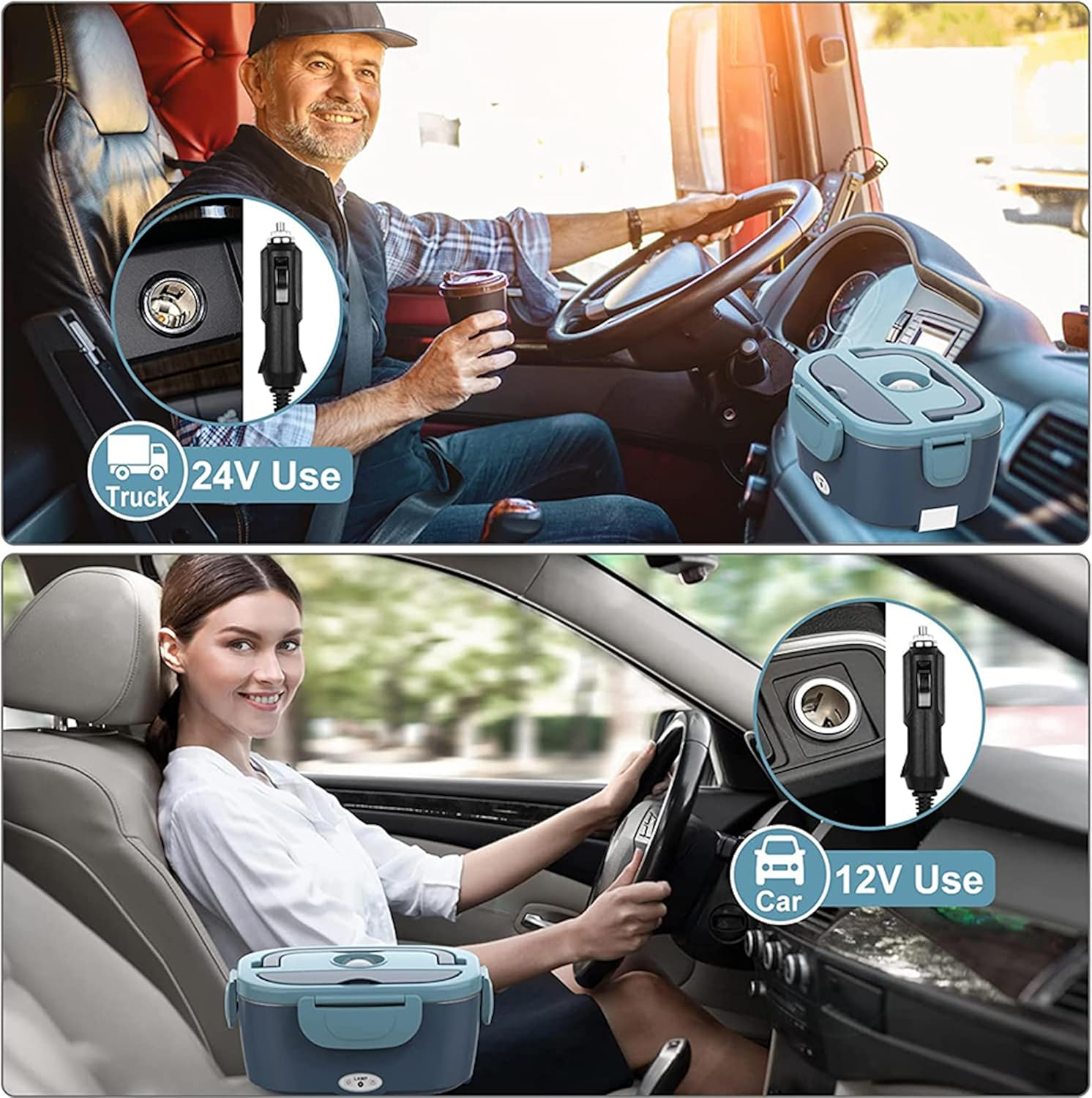 Electric Lunch Box 80W Food Heater for Adults, 240V Portable Lunch Warmer for Car/Truck/Office, Includes SS Fork & Spoon, Insulated Carry Bag image number 5