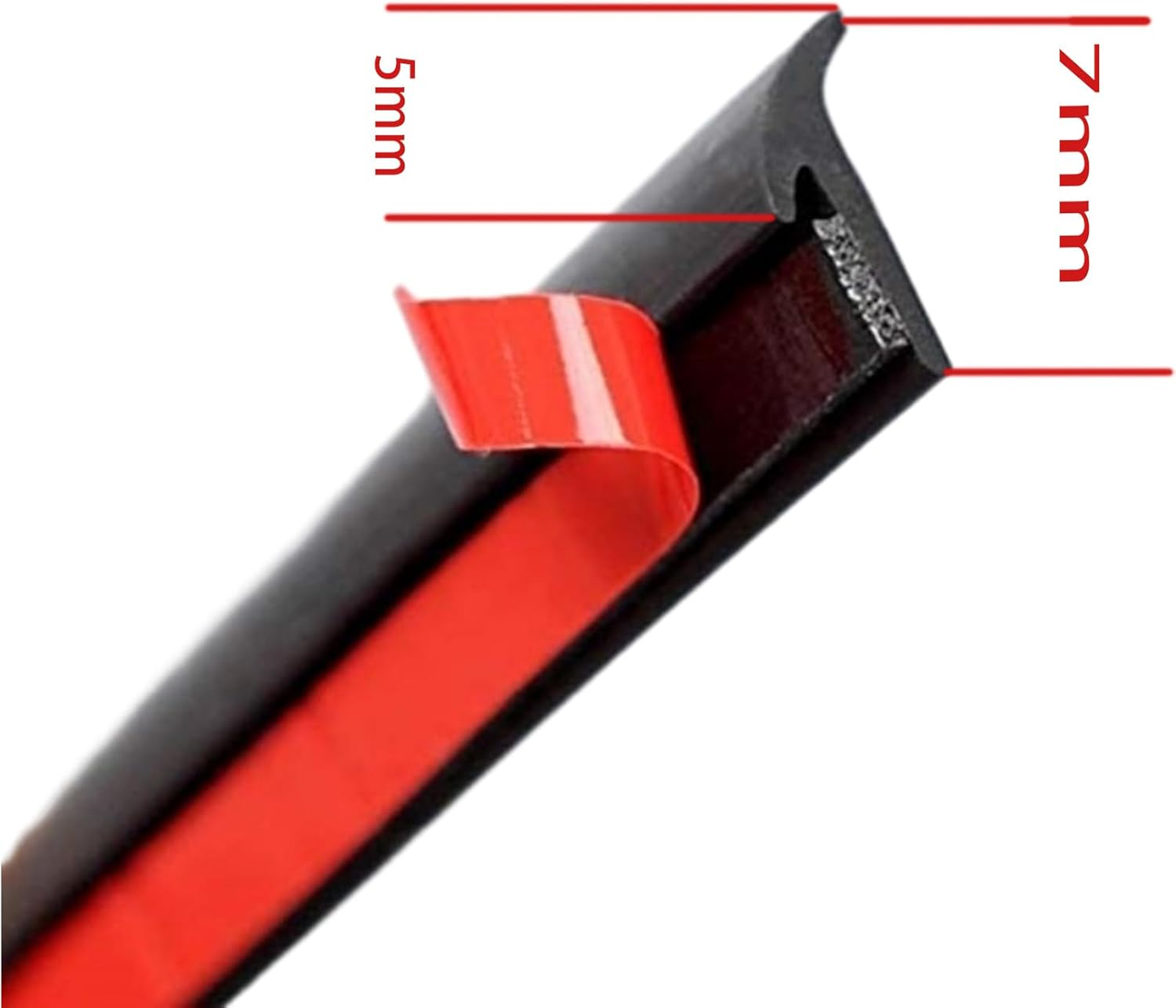 5M T-Type Rubber Sealing Strip, Rubber Seal for Car Edge Trim Bumper Lip Side Skirt T Shape Sealing Strip Universal Weatherproof Weatherstrip Strip Seal (5 * 7Mm) image number 2