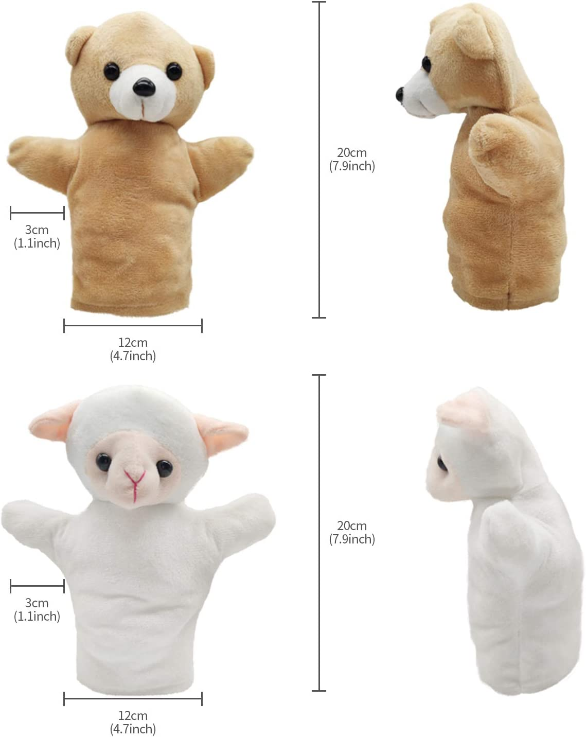 Yolococa Hand Puppets Animal Hand Party Toy for Kids, Soft Plush Puppet, 5 Pack image number 5