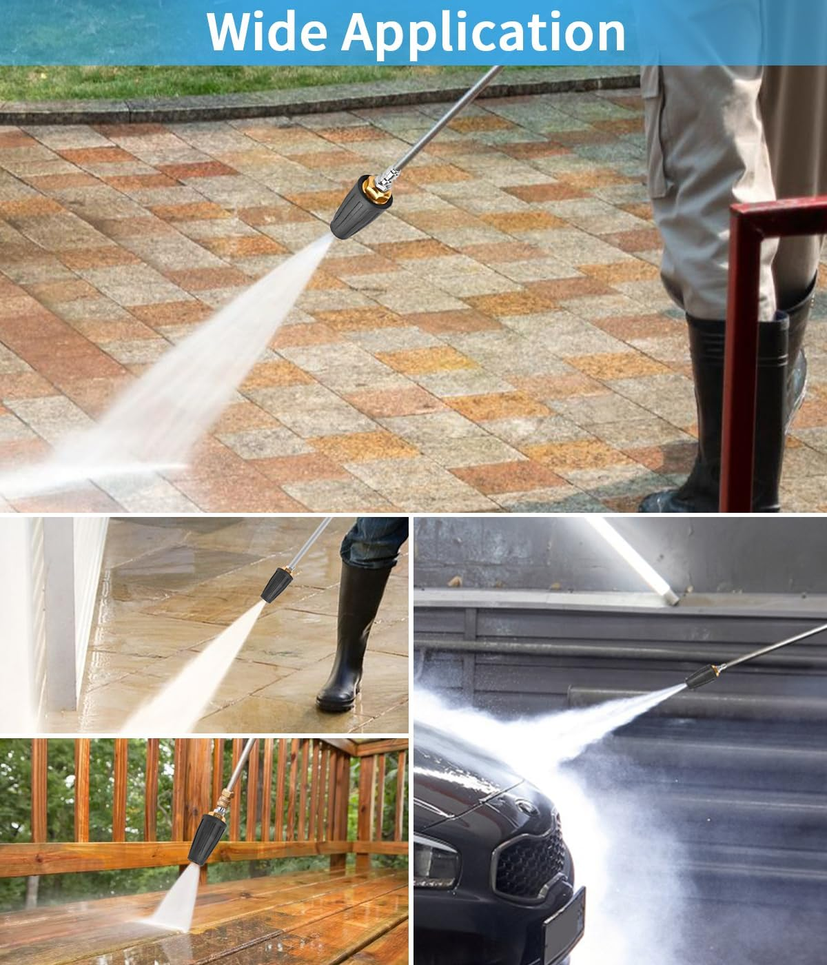 Pressure Washer Turbo Nozzle 4000 PSI - 360&deg; Rotating with 1/4 Inch Quick Connector for Cleaning Brick, Concrete, Vinyl Surfaces (4.0 GPM)