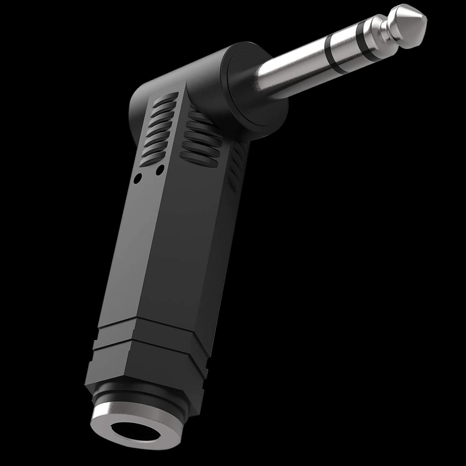 Tunghey Right Angle 6.35Mm Adapter, 3 Pack 1/4" Stereo Male Plug to Female Jack Audio Adapter for Speaker, Headphone, Guitar, Digital Piano, Amp image number 1