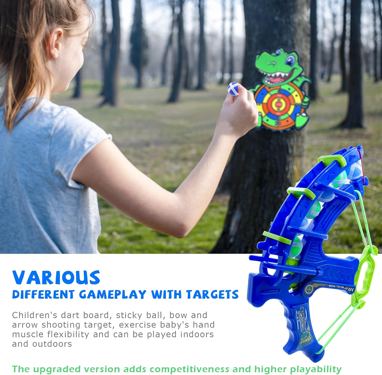 Dart Board for Kids, 40 X 28Cm Dinosaur Toys with 24 Sticky Balls Bow and Arrow Launcher, Indoor/Outdoor Fun Party Play Shooting Game Pop Dart Board Toys Set 5 6 7 8 9 10 11 12-Year-Old Kids image number 1