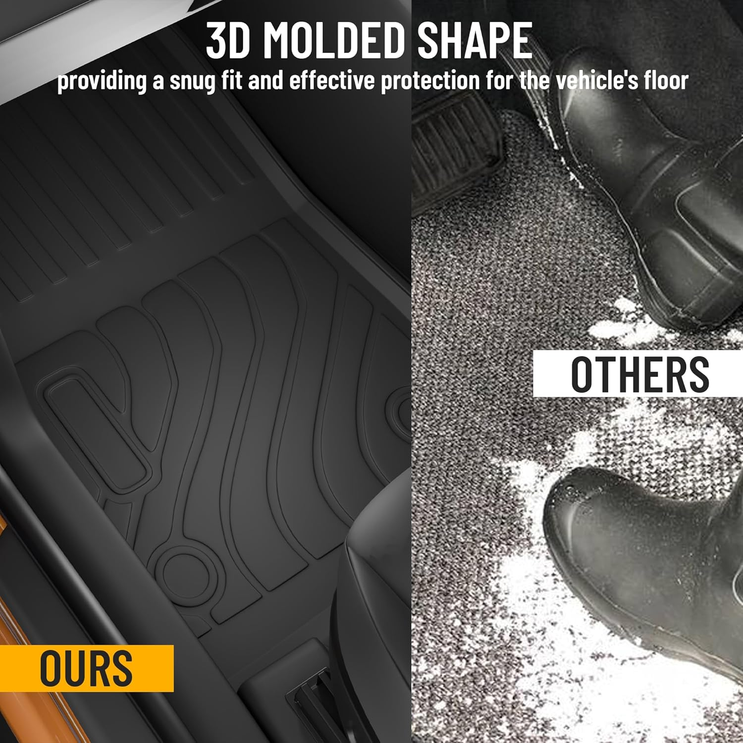 Car Floor Mat Suitable for 2024 BYD Shark 6, Australian Right Hand Drive, 4PCS Waterproof Boot Liner Trunk Mat, Front and Rear 3D TPE Anti-Slip Pads, All Weather Protection Car Mats image number 3