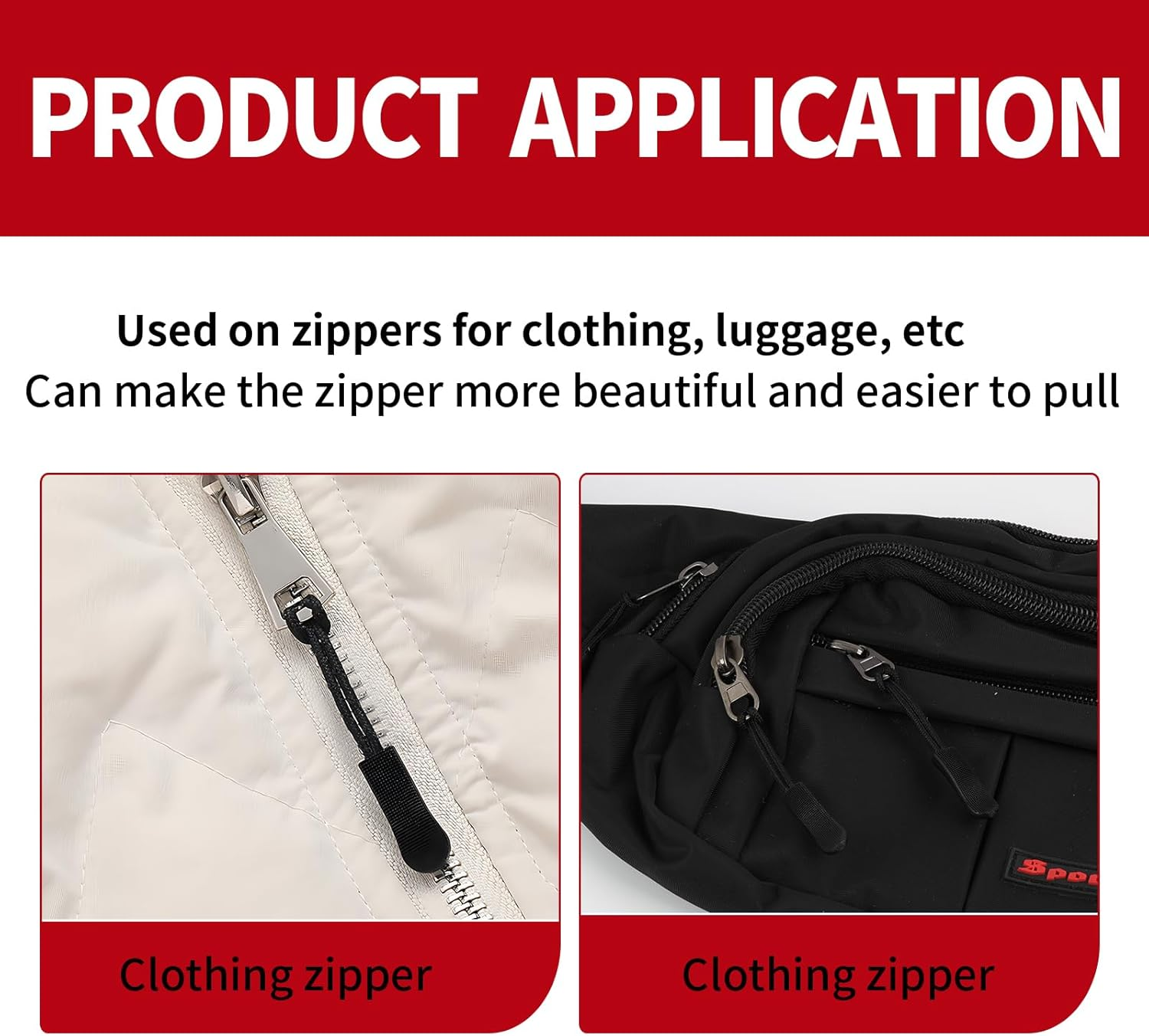 Ozessence 20 Pcs Black Zipper Pull, Durable PVC Removable Zipper Pulls Extension, Tab Extension Suitable for Backpack Clothing Suitcase Travel Bags Mountaineering Bag Winter Cotton Clothes image number 6