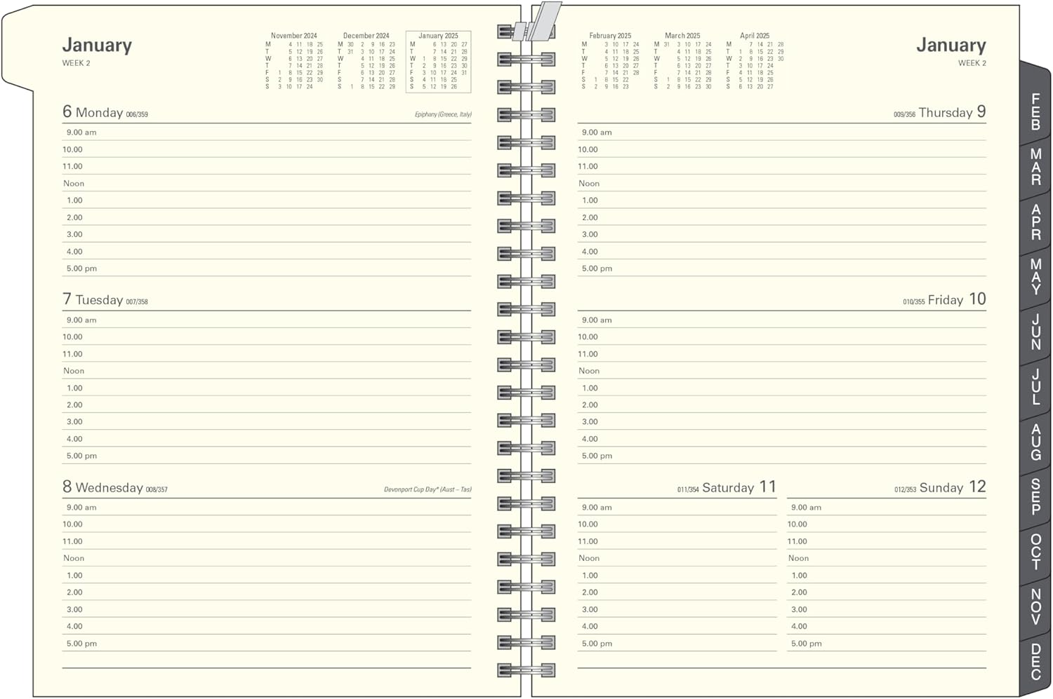 Collins Plan + Note Pro - A5 Week to View with Notepad Calendar Year Diary/Planner - 2025 Charcoal image number 1