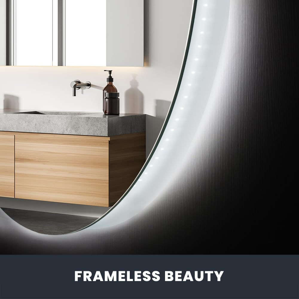 Simplus LED Wall Mirror 700MM round Bathroom Mirrors for Wall Mounted Anti-Fog Smart Touch Switch Vanity Makeup Mirror(Backlit Light) image number 1