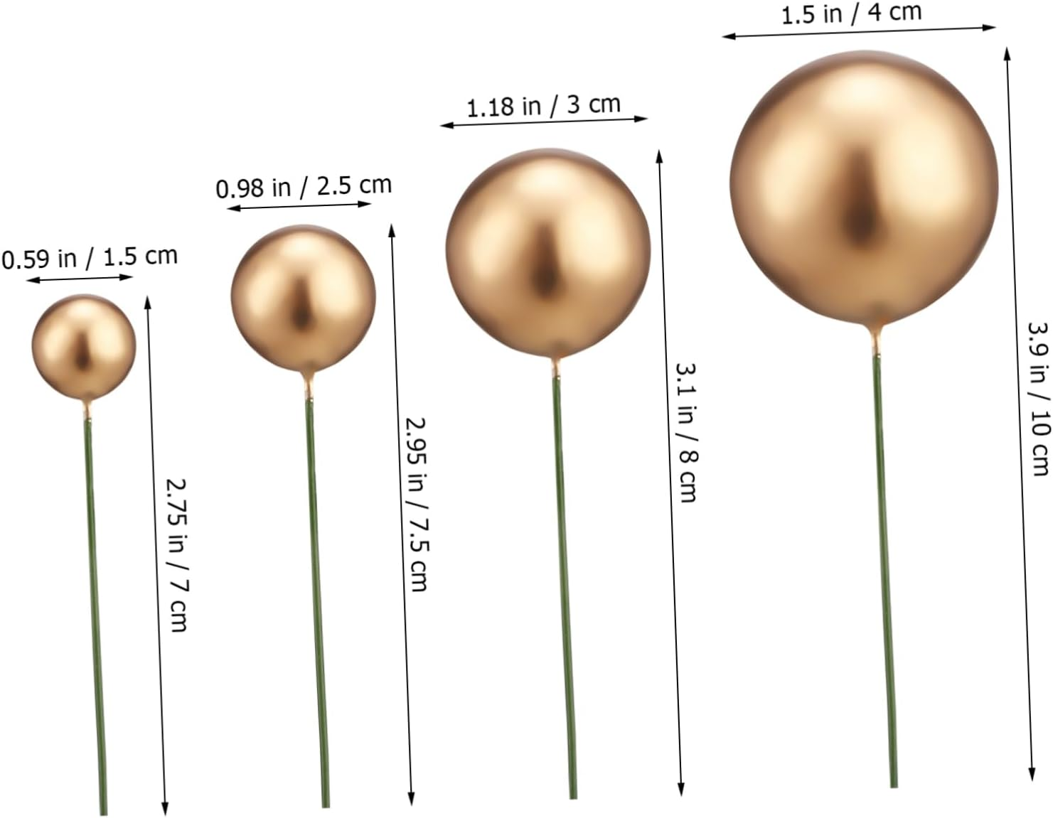 CHILDWEET Gold and Silver Cake Topper Balls Mixed Sizes Black and Gold Cake Decoration Ornaments 30Pcs Set for Birthday Party Supplies image number 2