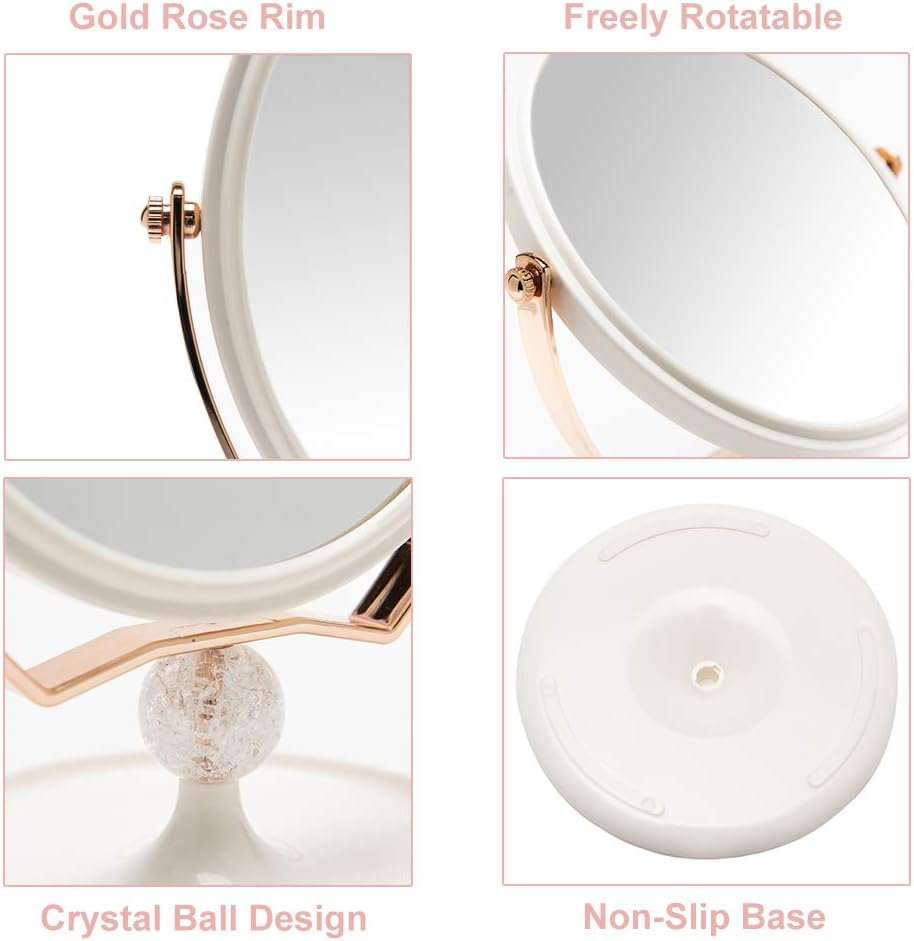 YEAKE Magnifying Makeup Vanity Mirror,Abs Plastic Double Sided 3X Magnification 360&deg;Swivel Beauty Make up Mirror Cosmetic Table Desk Mirror 8" Oval image number 3