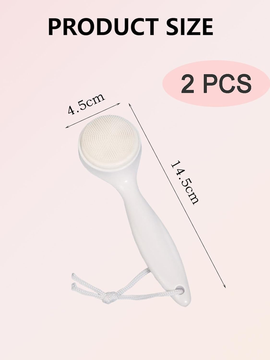 2 Pack Silicone Facial Cleansing Brush Set - Handheld Face Scrubber for Makeup Removal and Skincare Exfoliation - Facial Brushes for Deep Cleansing and Gentle Exfoliation image number 3