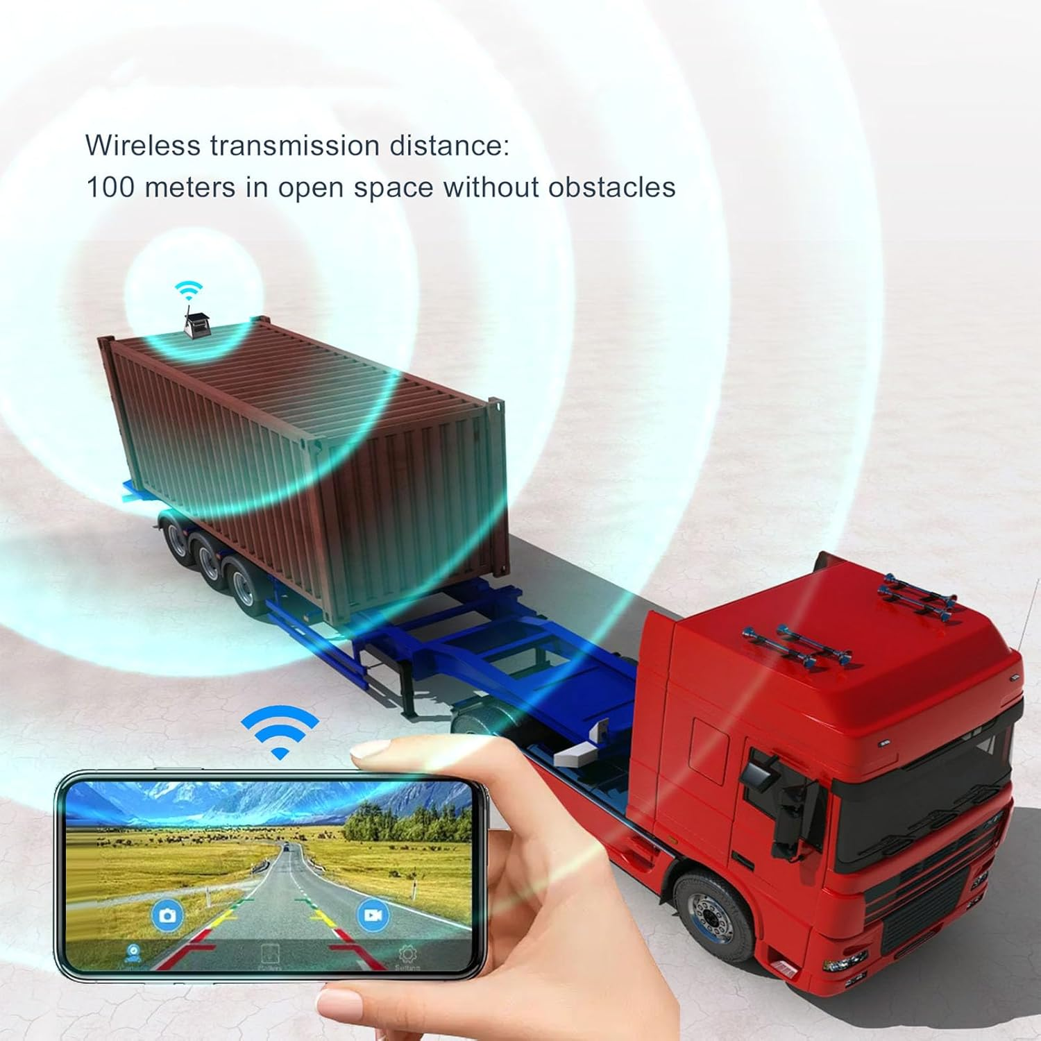 Wifi Magnetic Solar Backup Camera, 10000Mah Rechargeable Rear View Camera for Truck RV Trailer Car, DVR Recording Night Vision IP67 Waterproof, App for Phone Ios Android image number 2